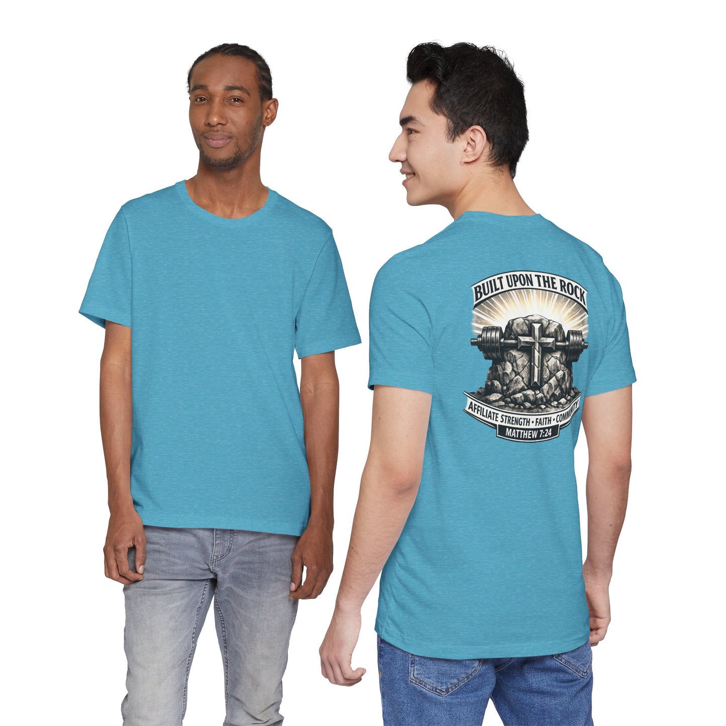 Built Upon the Rock T‑Shirt — Christian Faith Matthew 7:24 Graphic Tee