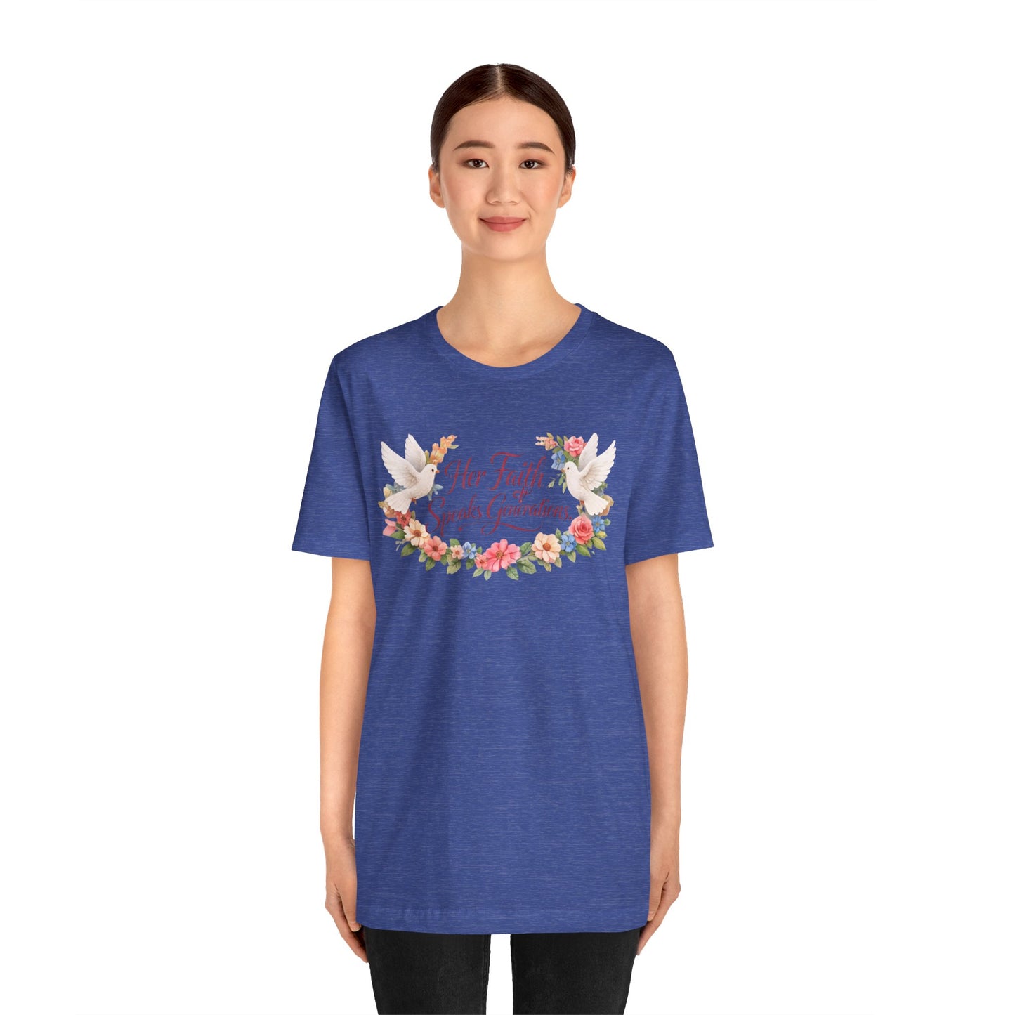 Her Faith Speaks Generations T-Shirt — Floral Christian Inspirational Tee
