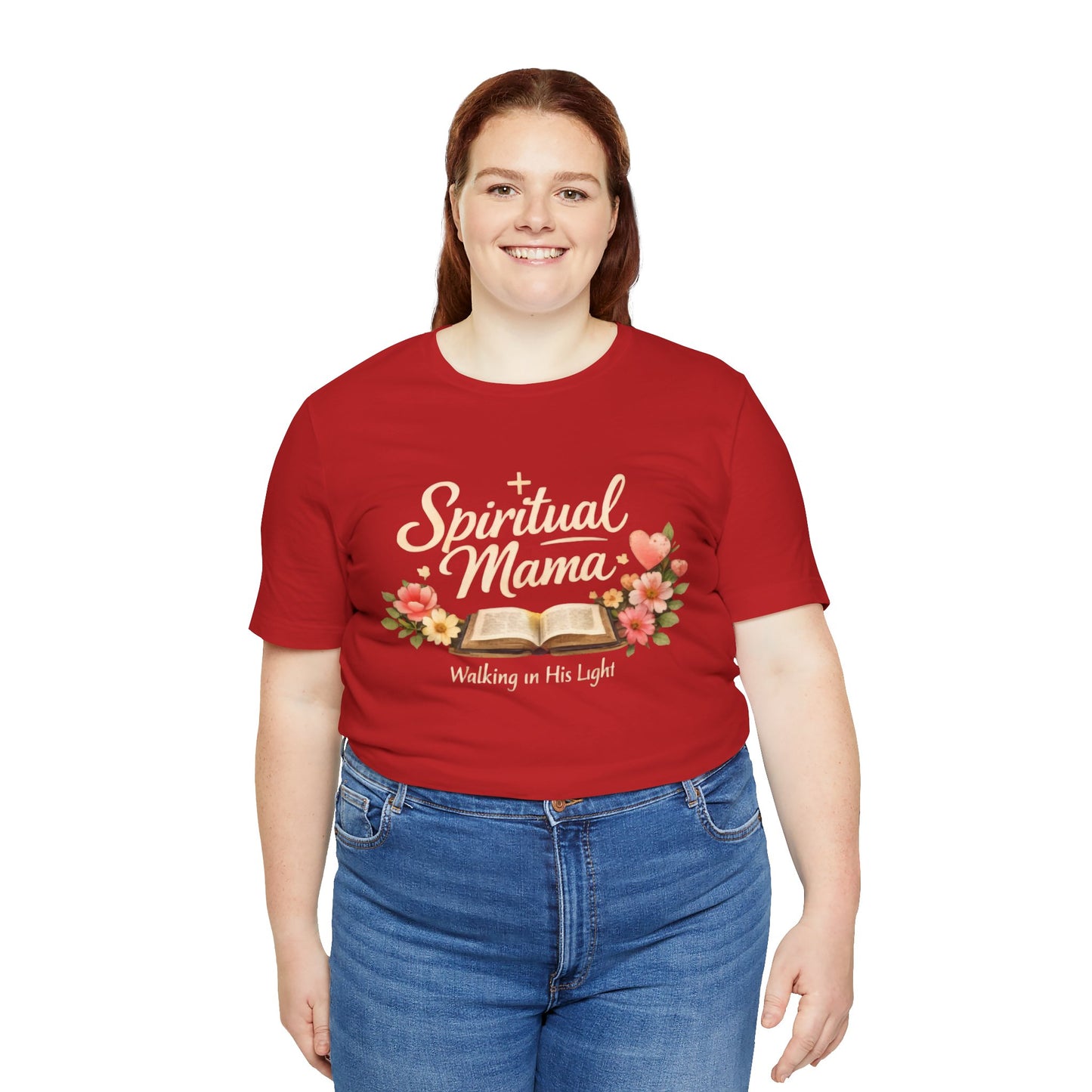 Spiritual Mama T-Shirt — "Walking in His Light" Floral Bible Tee