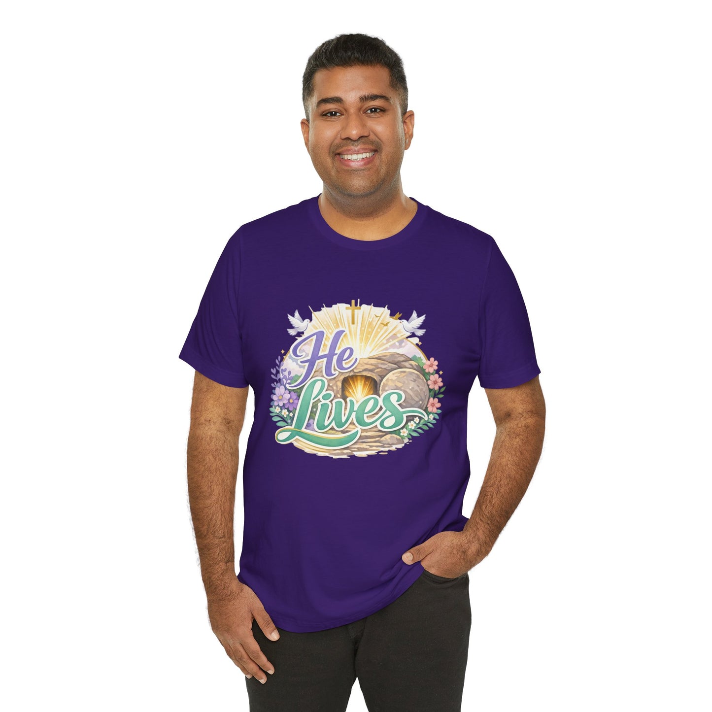 He Lives Jesus Tomb Tee — Christian Easter T‑Shirt