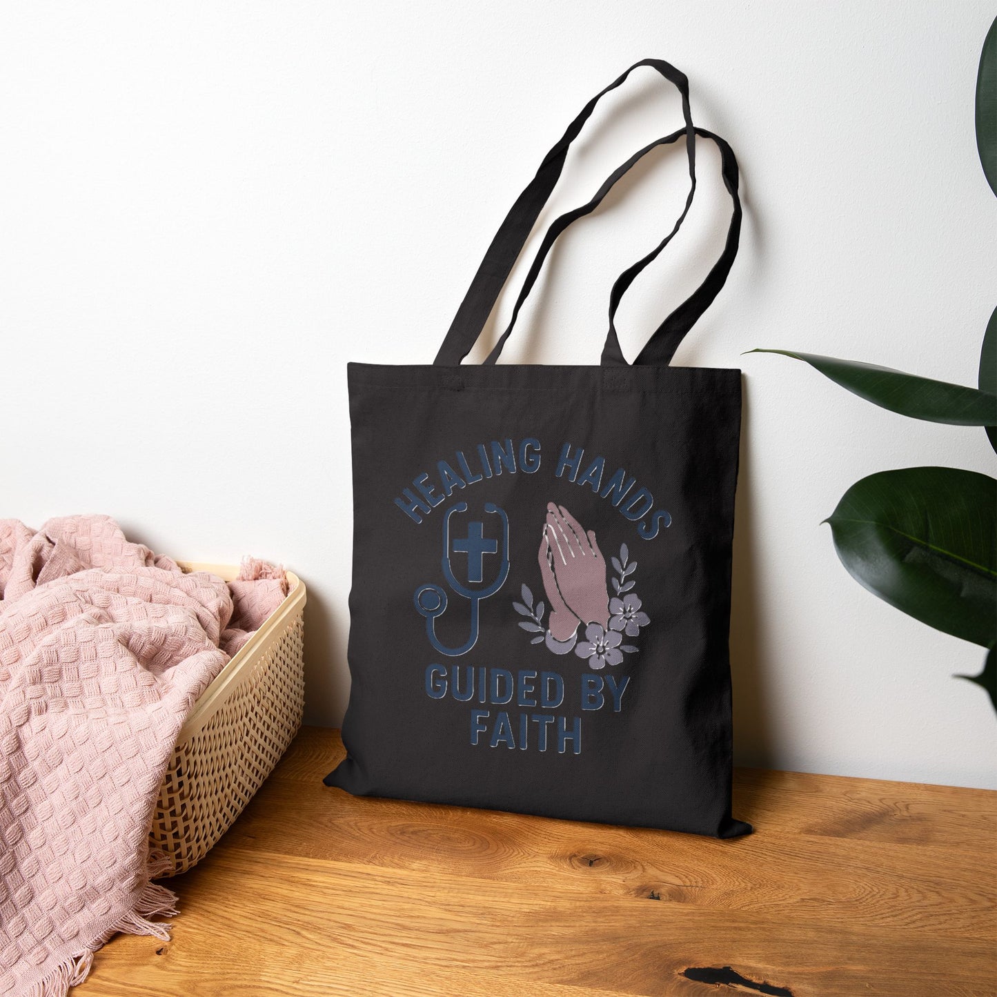 Healing Hands Guided by Faith Cotton Canvas Tote Bag