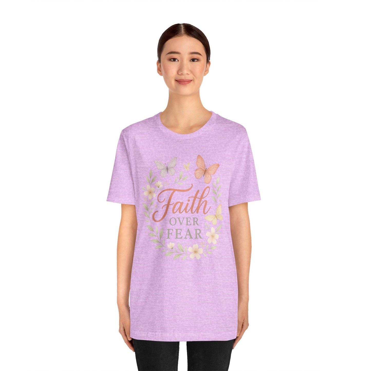 Faith Over Fear T-Shirt — Floral Butterfly Inspirational Tee