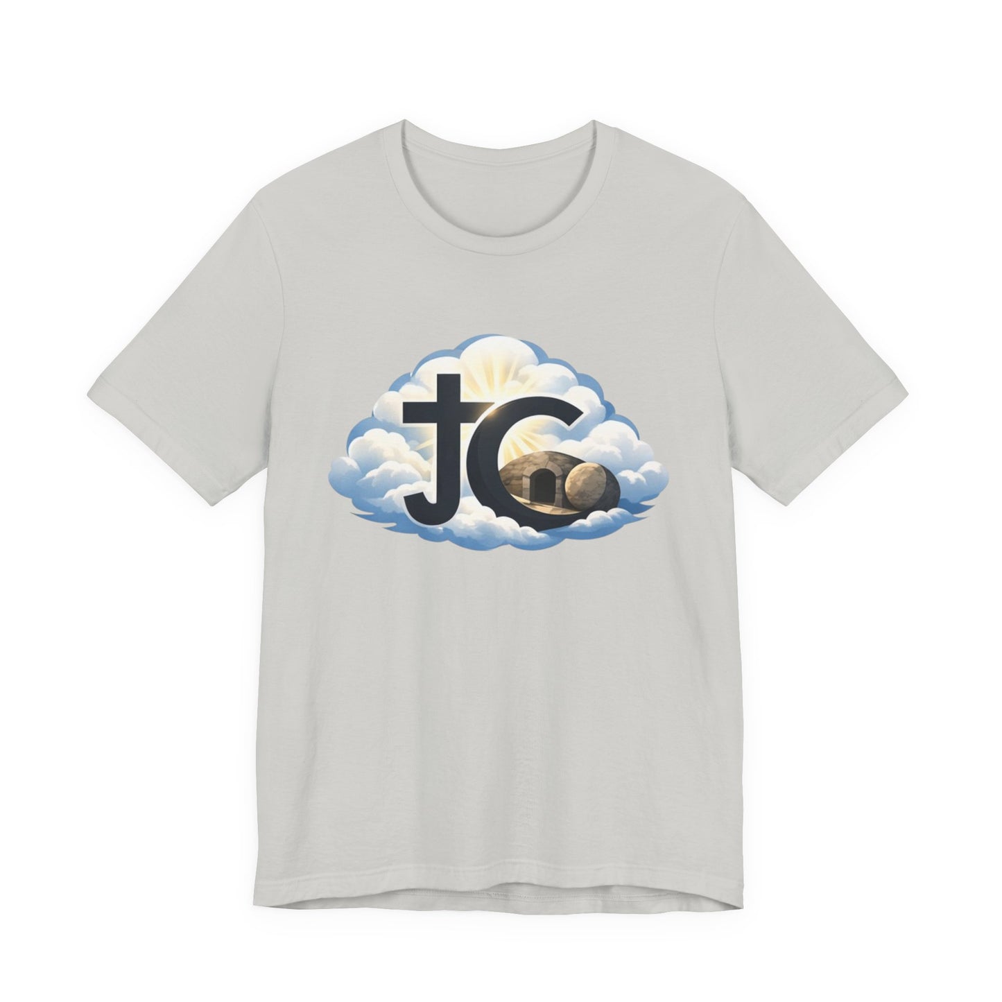 Jesus Christ (JC) Cross Tee — Crucified, Risen & Coming Again