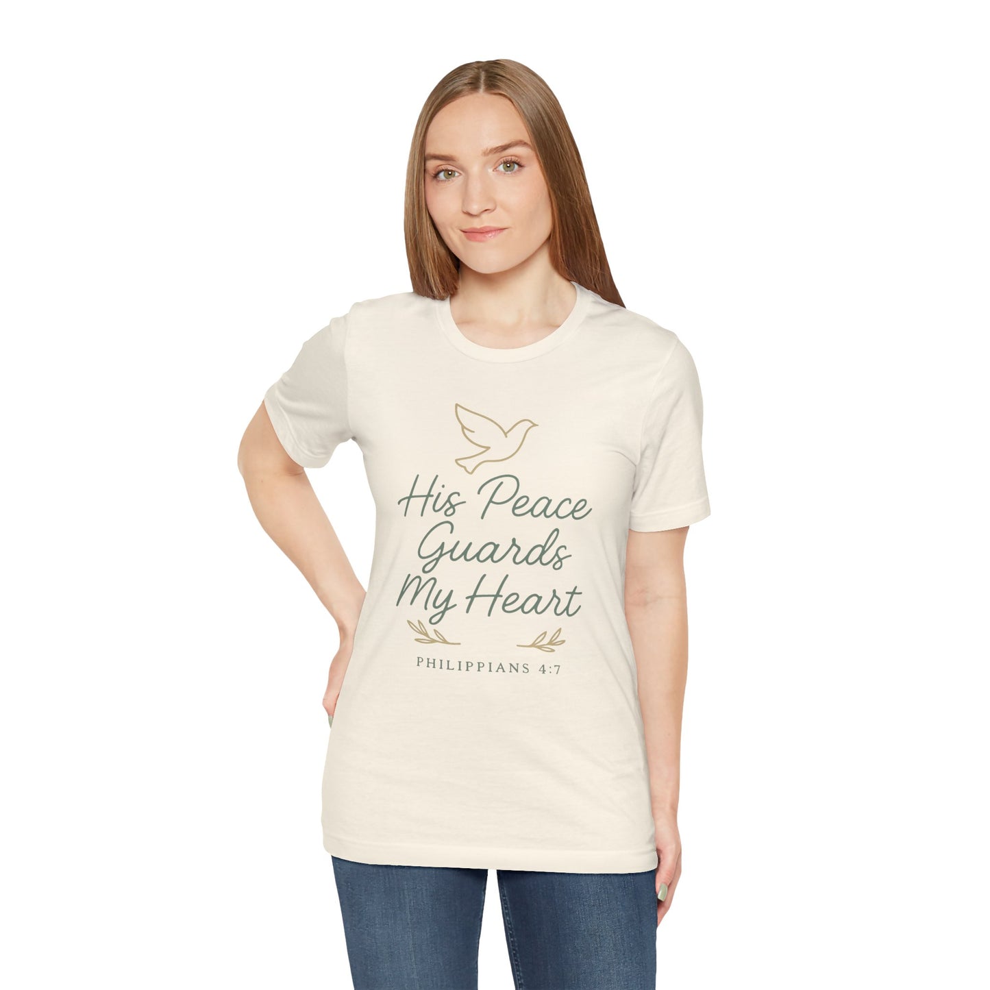 His Peace Guards My Heart Tee — Philippians 4:7 Christian Dove T-Shirt