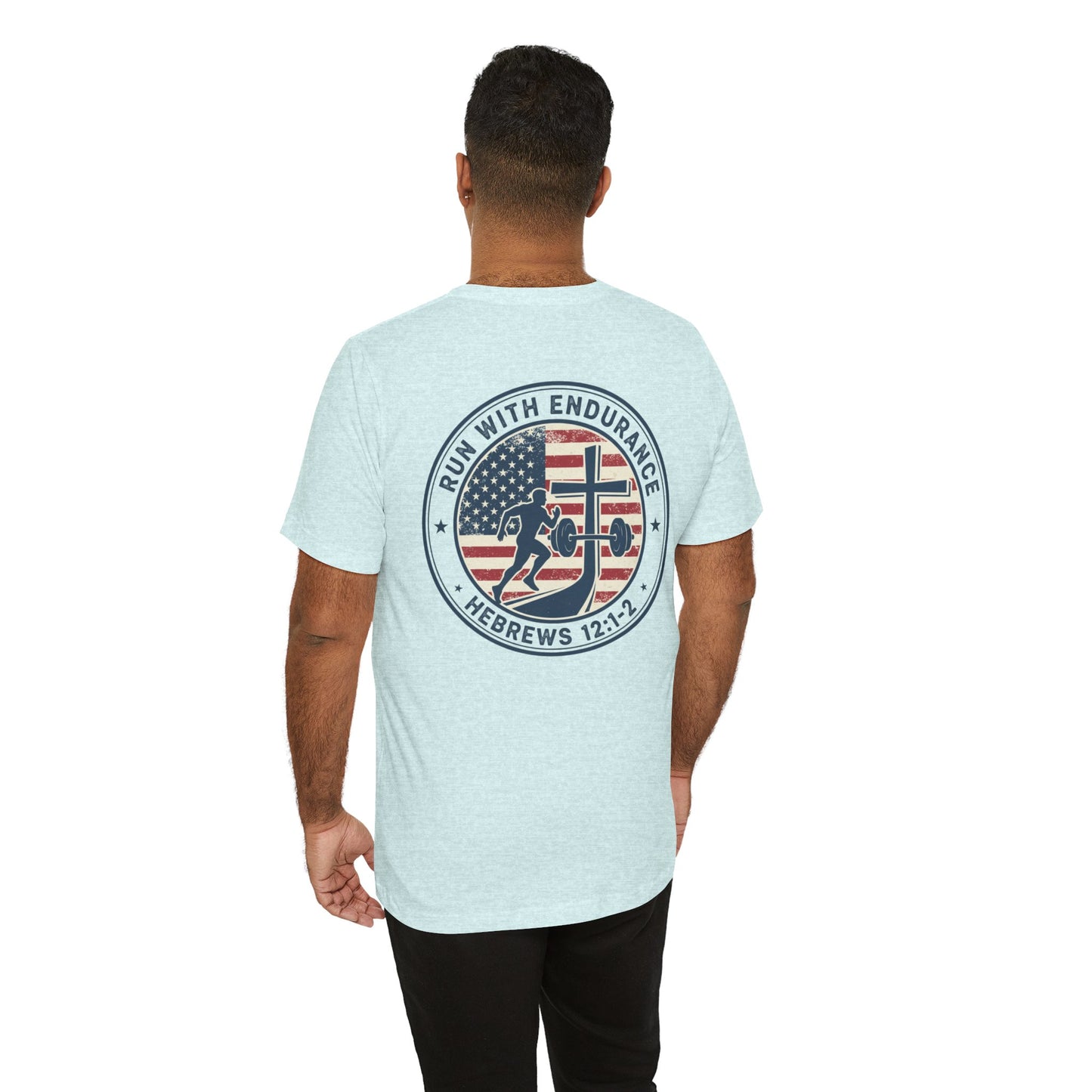 Hebrews 12:1-2 'Run With Endurance' T-Shirt — Inspirational Christian Tee