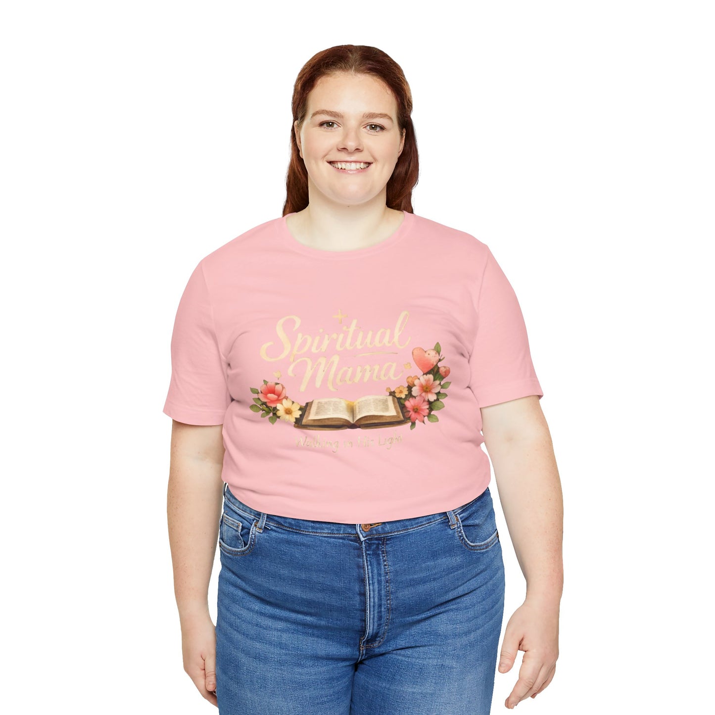 Spiritual Mama T-Shirt — "Walking in His Light" Floral Bible Tee