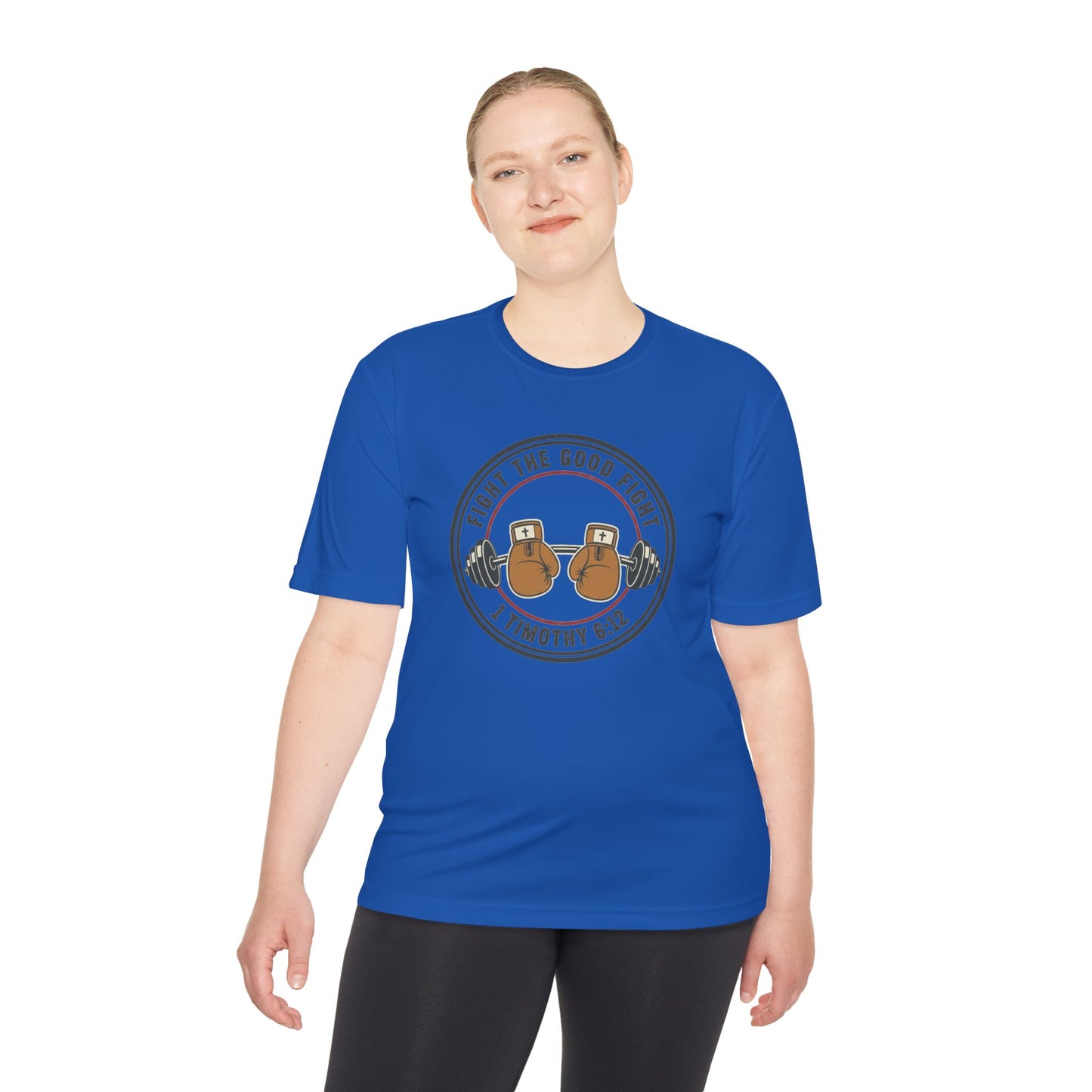 1 Timothy 6:12 'Fight the Good Fight' Moisture-Wicking Workout Tee