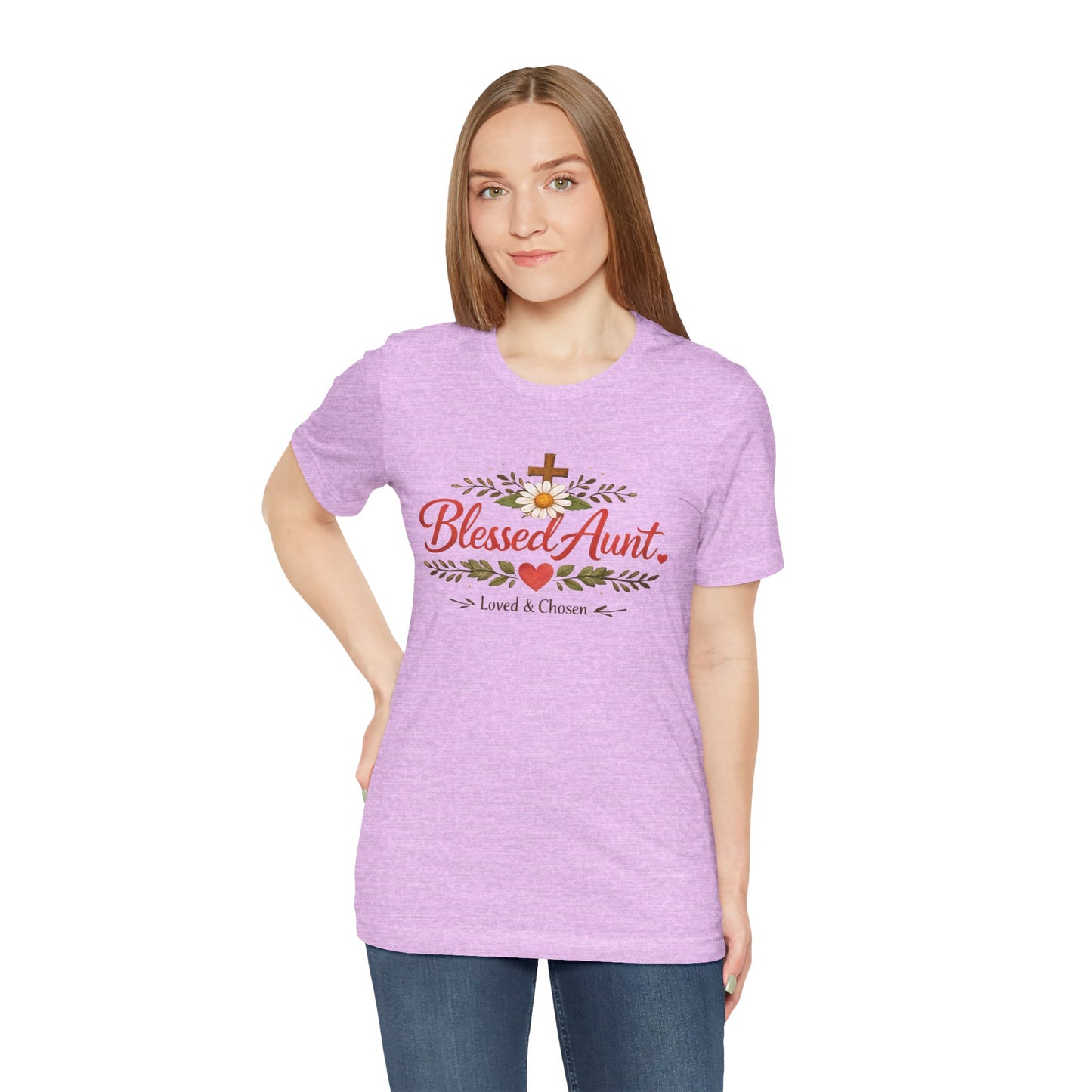 Blessed Aunt T-Shirt - "Blessed Aunt Loved & Chosen" Christian Floral Tee