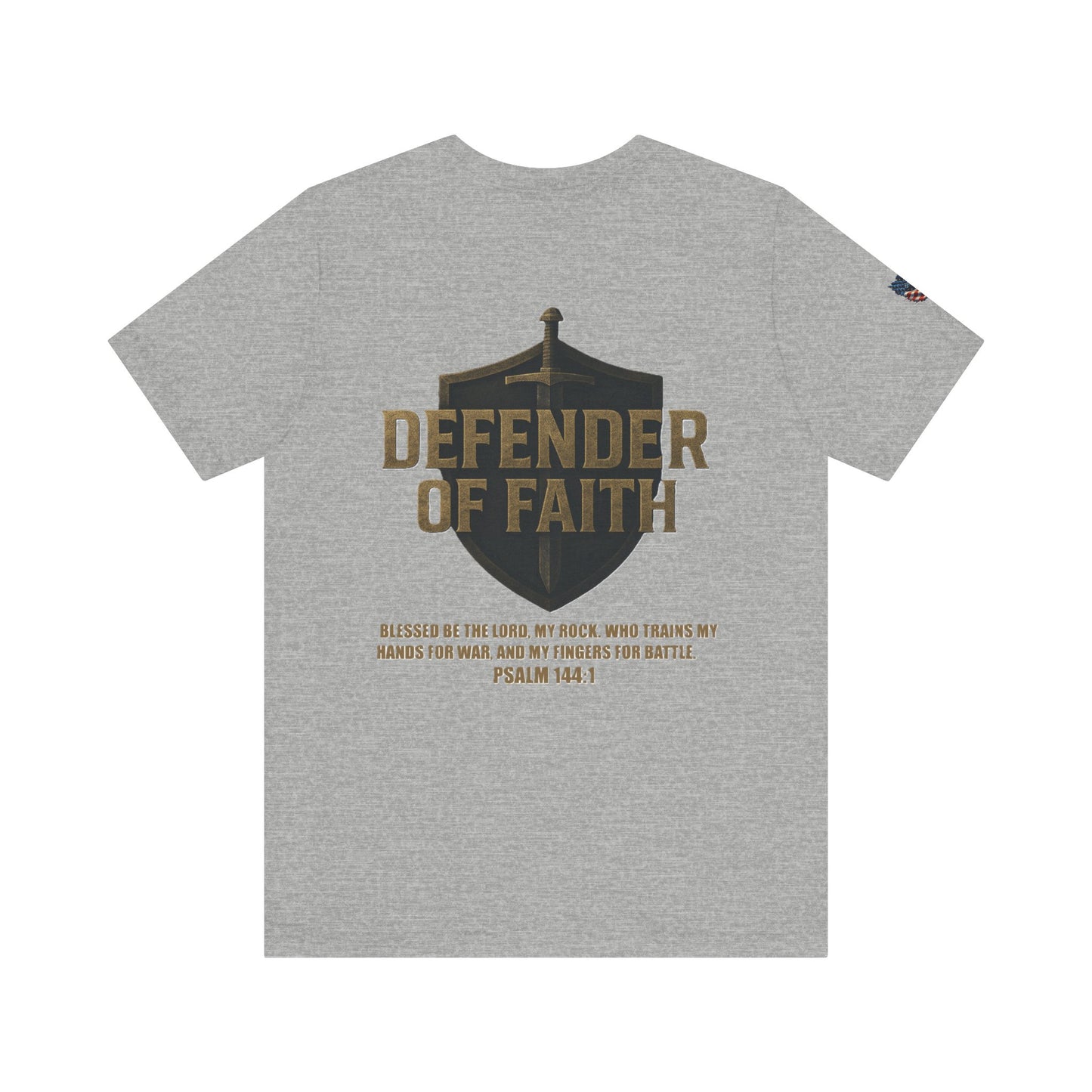 Psalm 144:1 'Defender of Faith' T-Shirt — Christian Scripture Tee