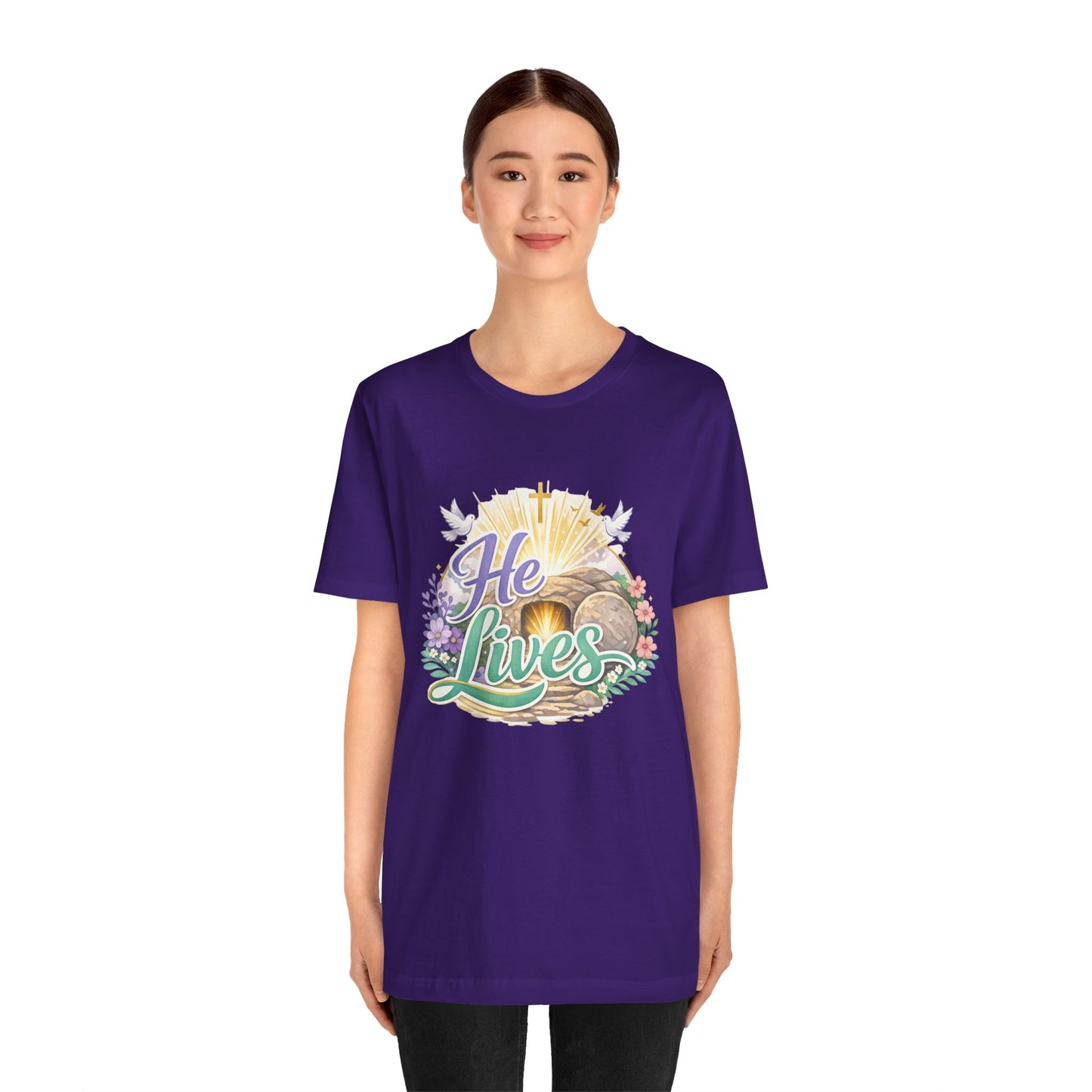 He Lives Jesus Tomb Tee — Christian Easter T‑Shirt
