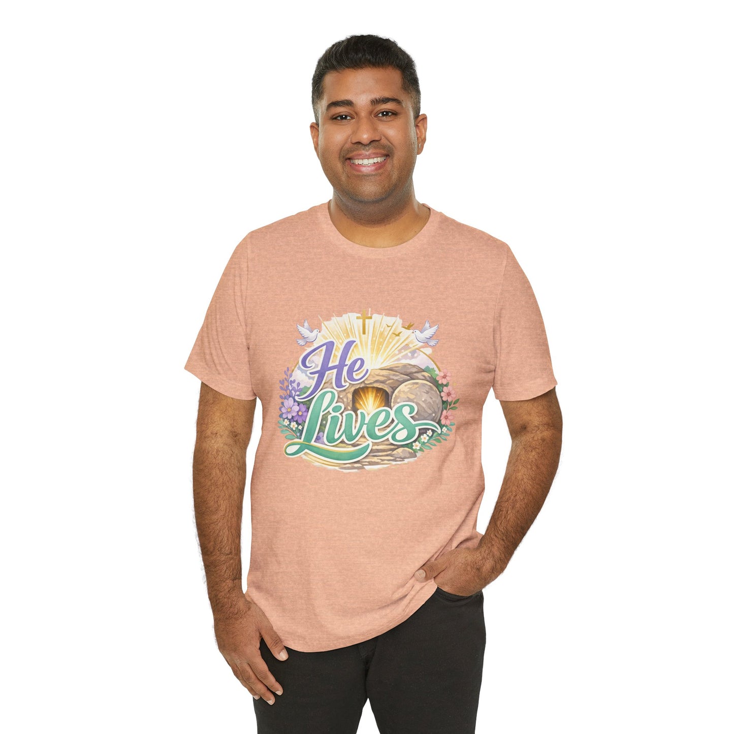 He Lives Jesus Tomb Tee — Christian Easter T‑Shirt