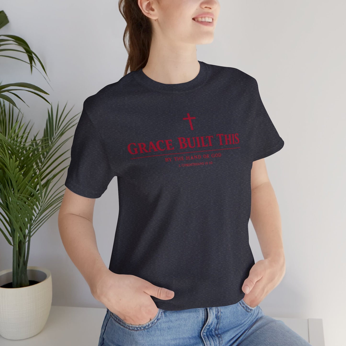 Grace Built This T-Shirt — Christian Faith Tee with Cross