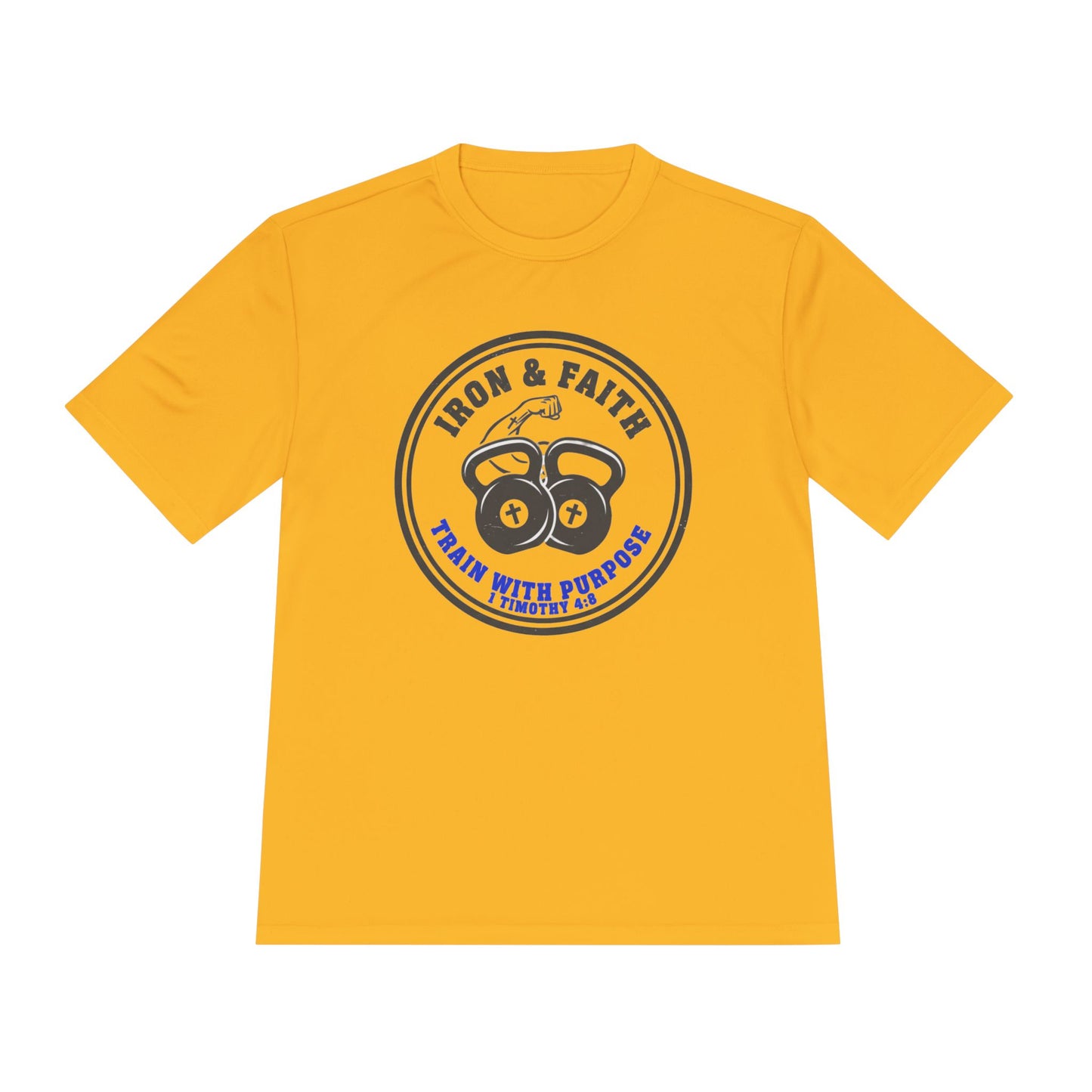 Iron & Faith Training Tee — 1 Timothy 4:8 Workout Shirt