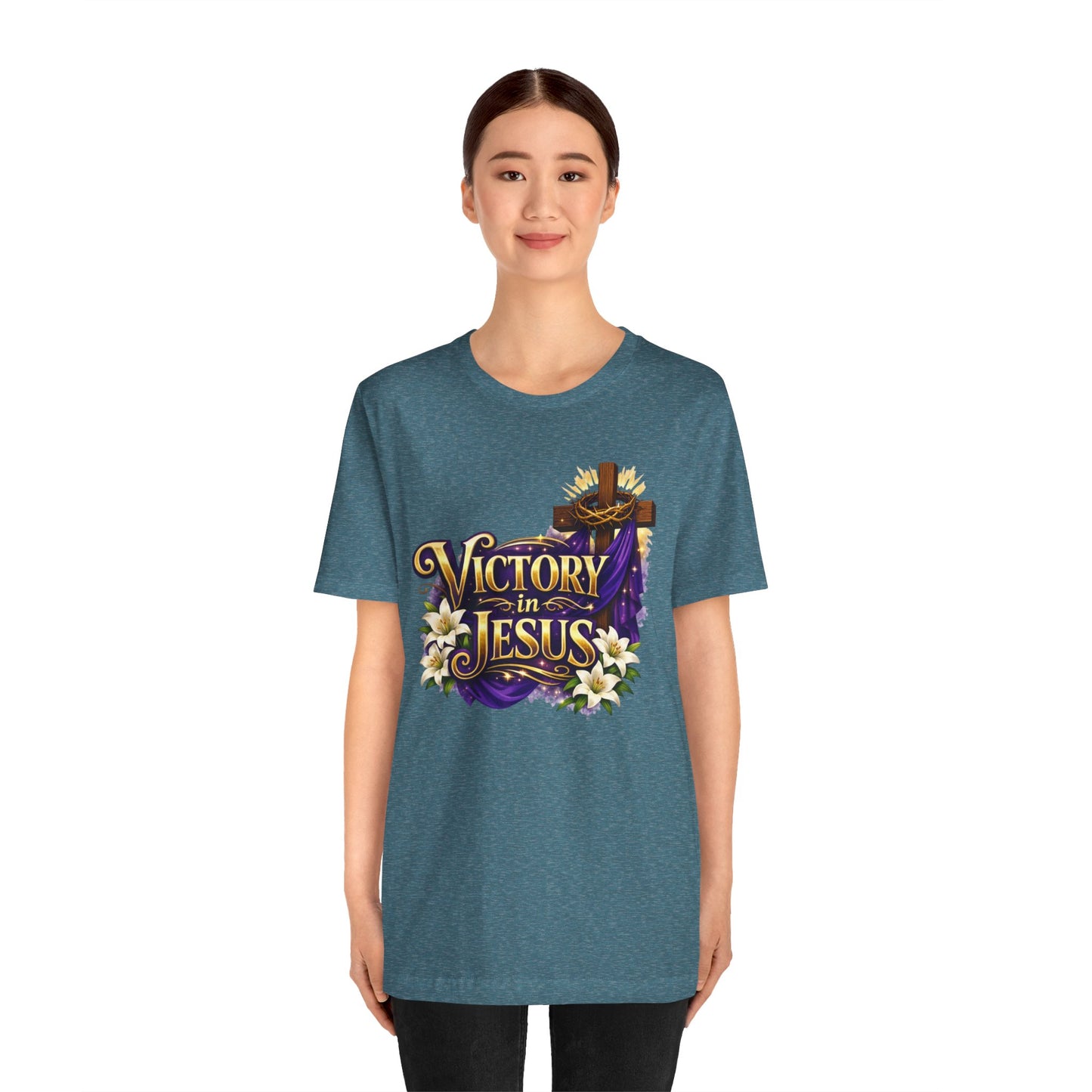 Victory In Jesus Christian T-Shirt — Cross Faith Tee