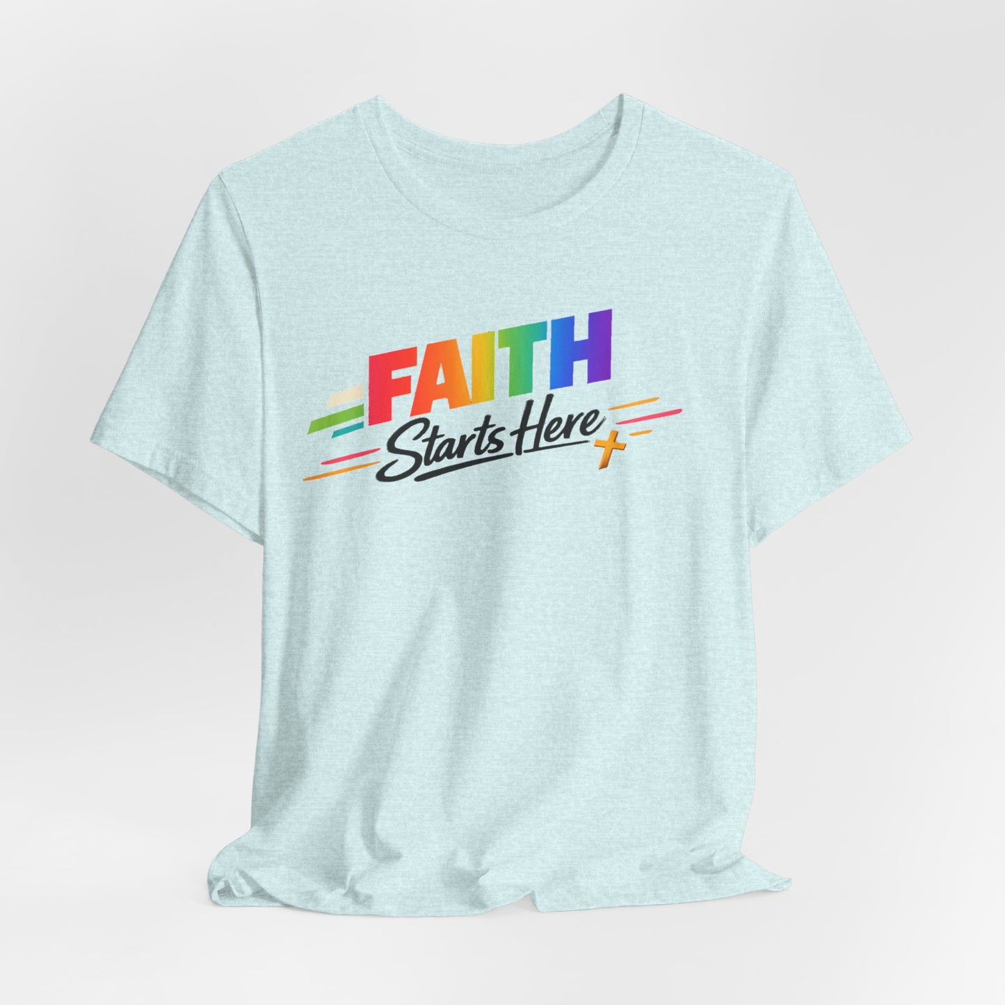 Faith Starts Here Rainbow Tee