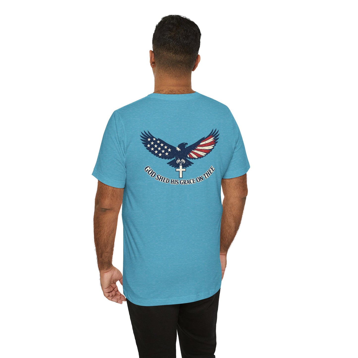Patriotic Eagle T‑Shirt — "God Shed His Grace on Thee" Back Graphic Tee