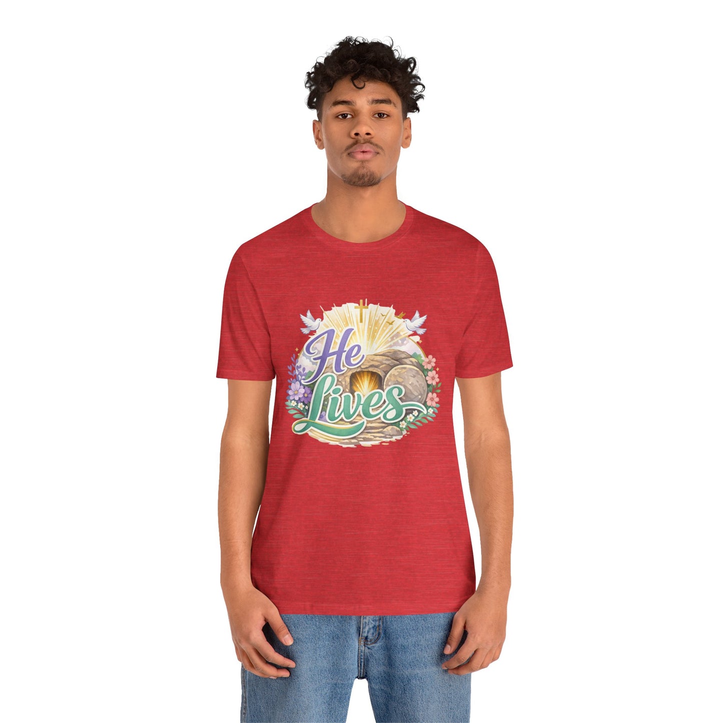 He Lives Jesus Tomb Tee — Christian Easter T‑Shirt