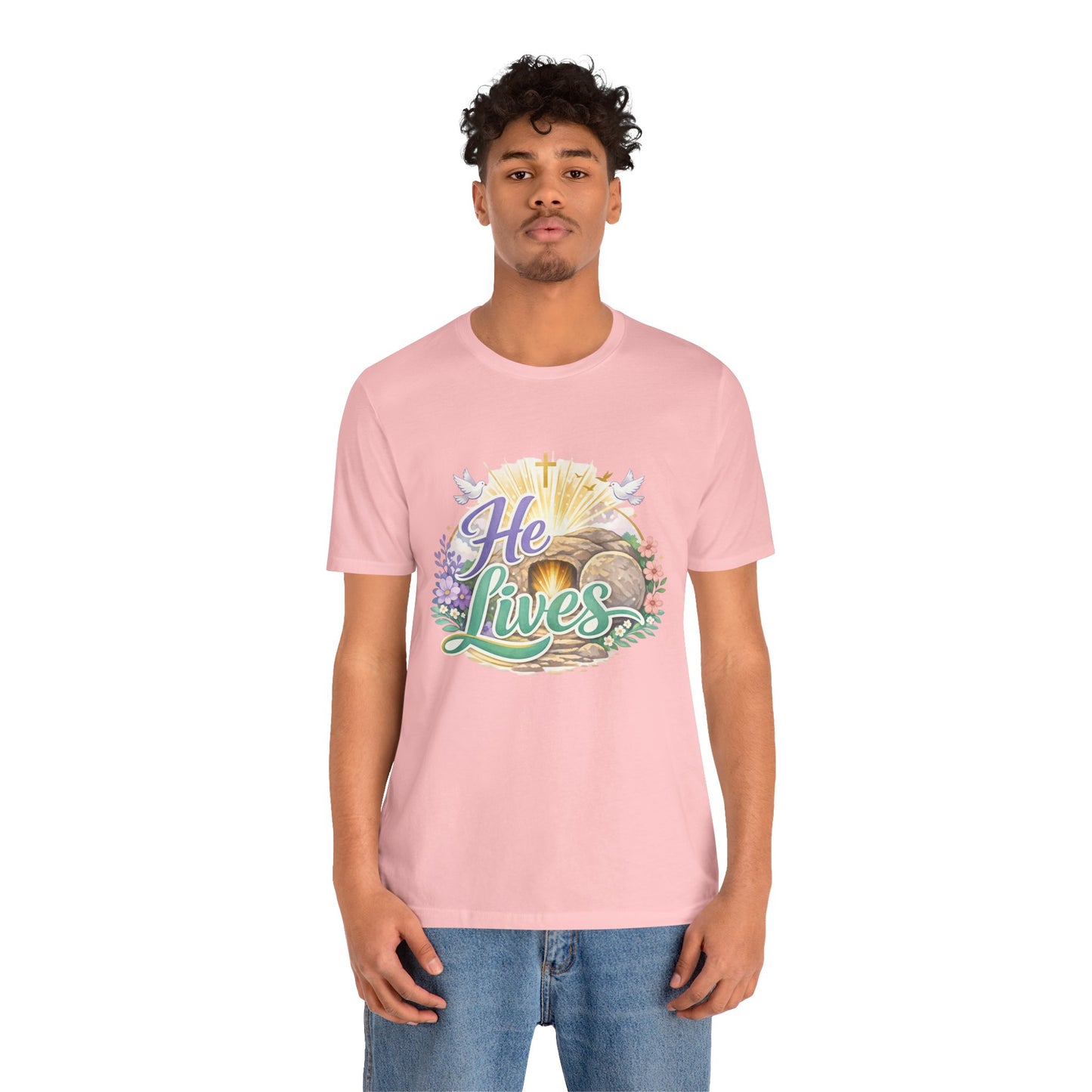 He Lives Jesus Tomb Tee — Christian Easter T‑Shirt