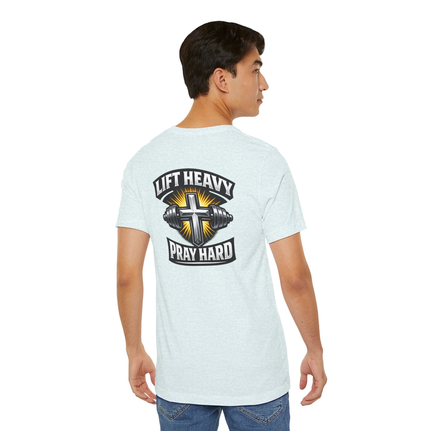 Lift Heavy Pray Hard T‑Shirt — Christian Fitness Gym Tee