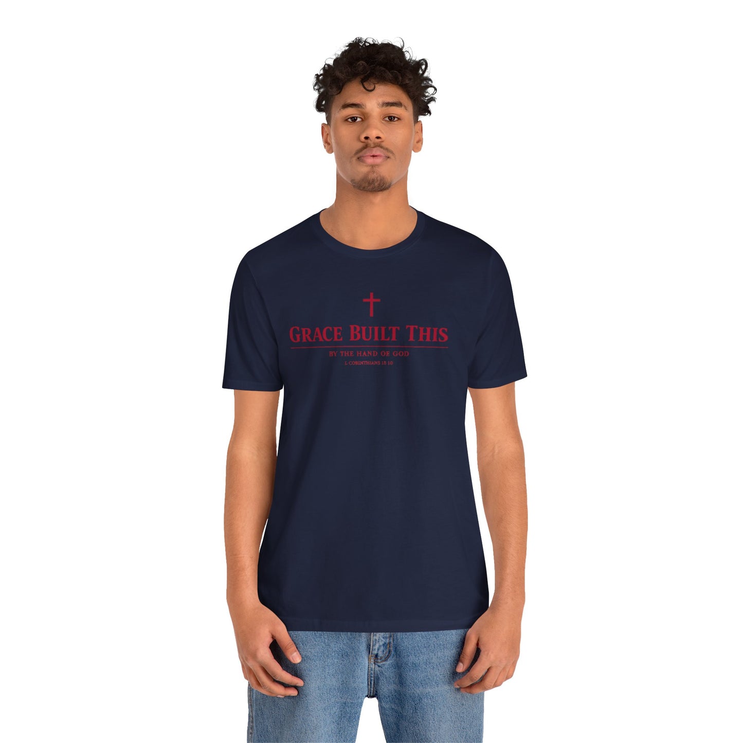Grace Built This T-Shirt — Christian Faith Tee with Cross