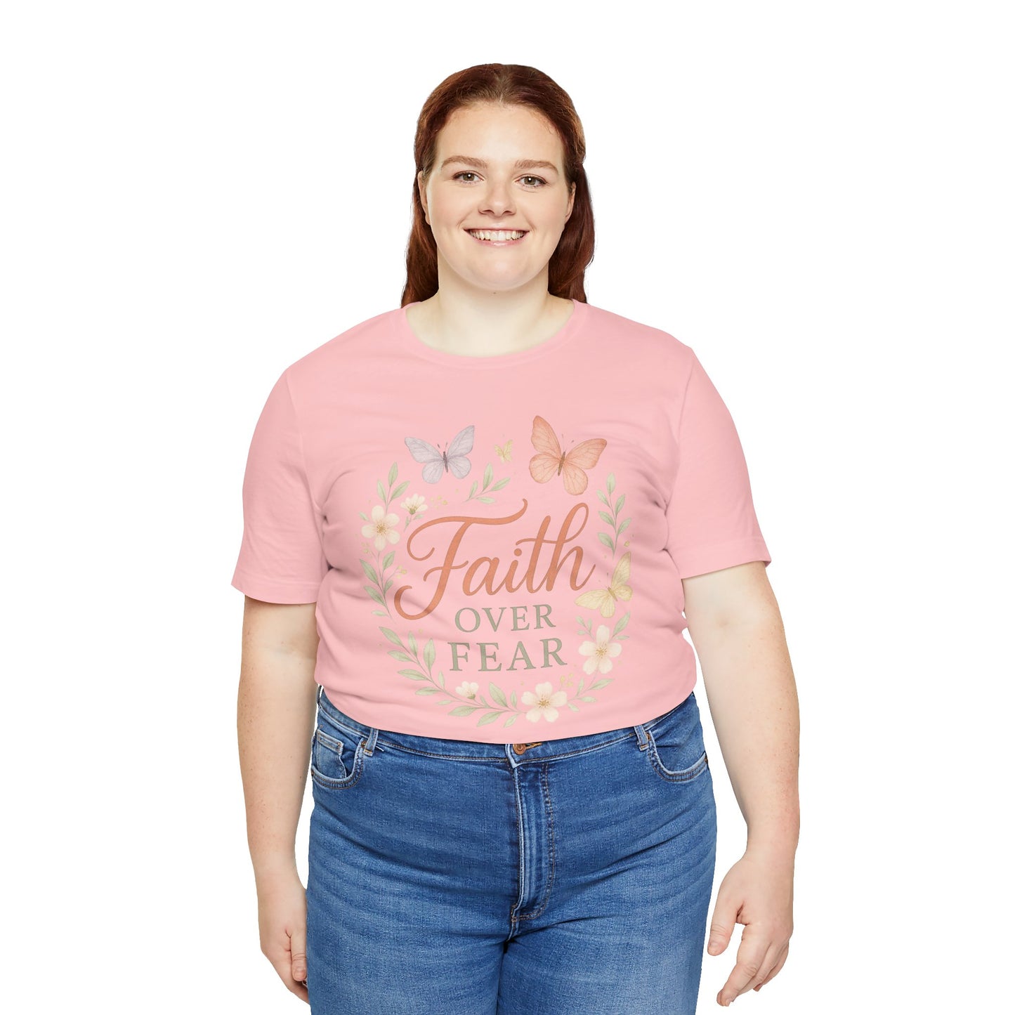 Faith Over Fear T-Shirt — Floral Butterfly Inspirational Tee