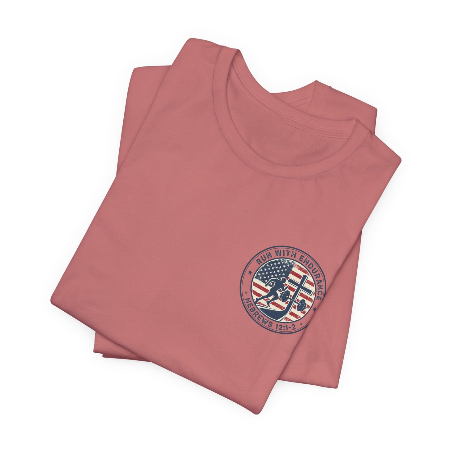 Hebrews 12:1-2 'Run With Endurance' T-Shirt — Inspirational Christian Tee