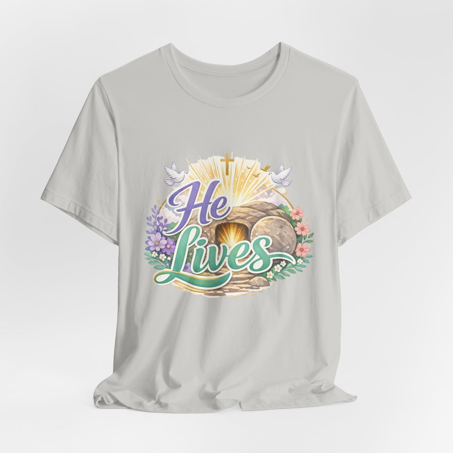 He Lives Jesus Tomb Tee — Christian Easter T‑Shirt