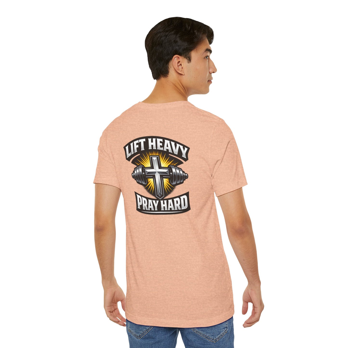 Lift Heavy Pray Hard T‑Shirt — Christian Fitness Gym Tee