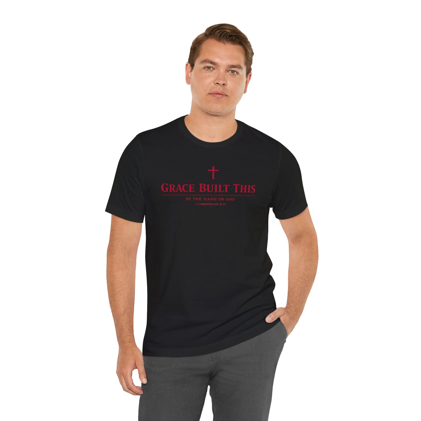 Grace Built This T-Shirt — Christian Faith Tee with Cross