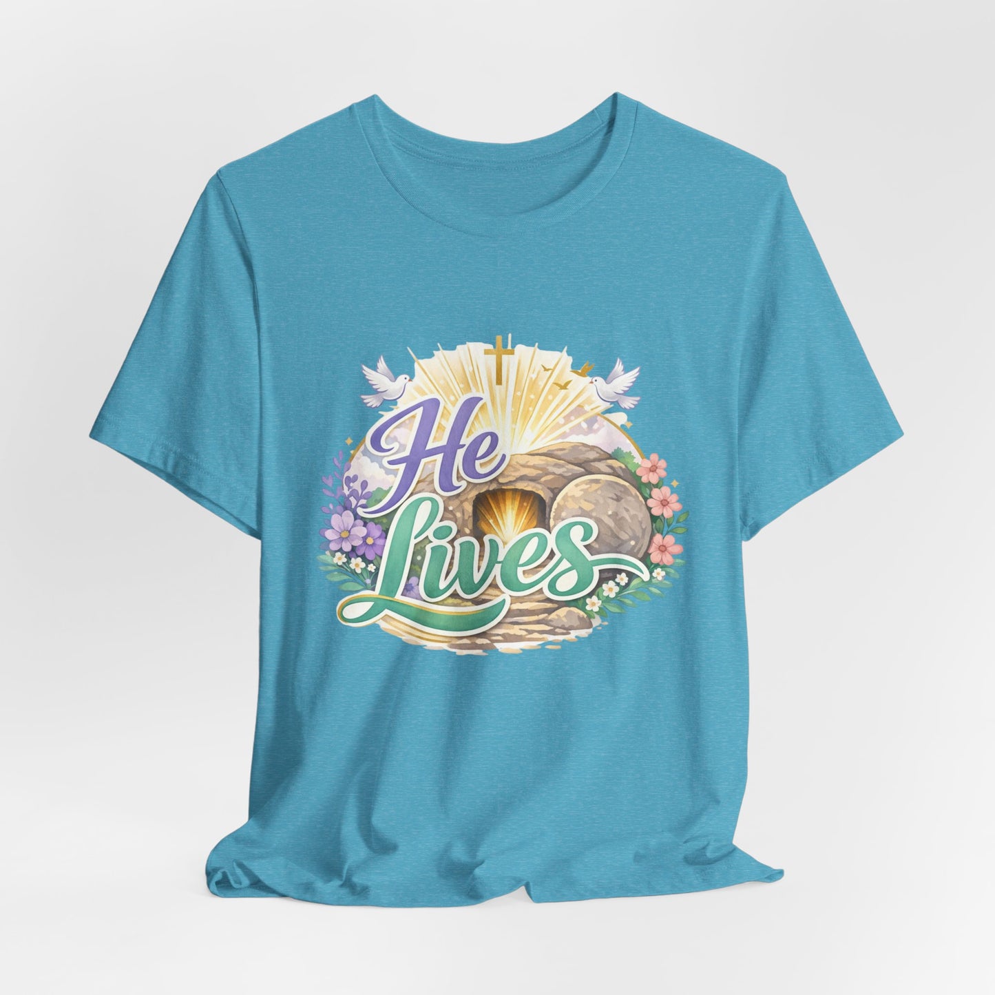 He Lives Jesus Tomb Tee — Christian Easter T‑Shirt