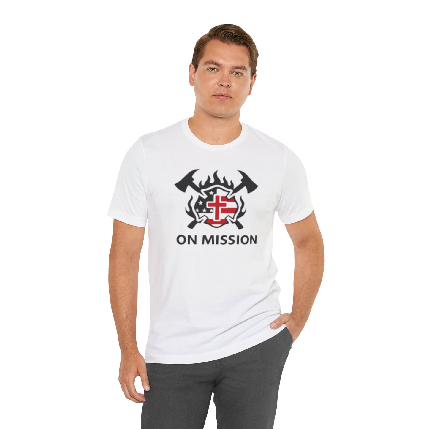 On Mission Christian Cross & American Flag T‑Shirt
