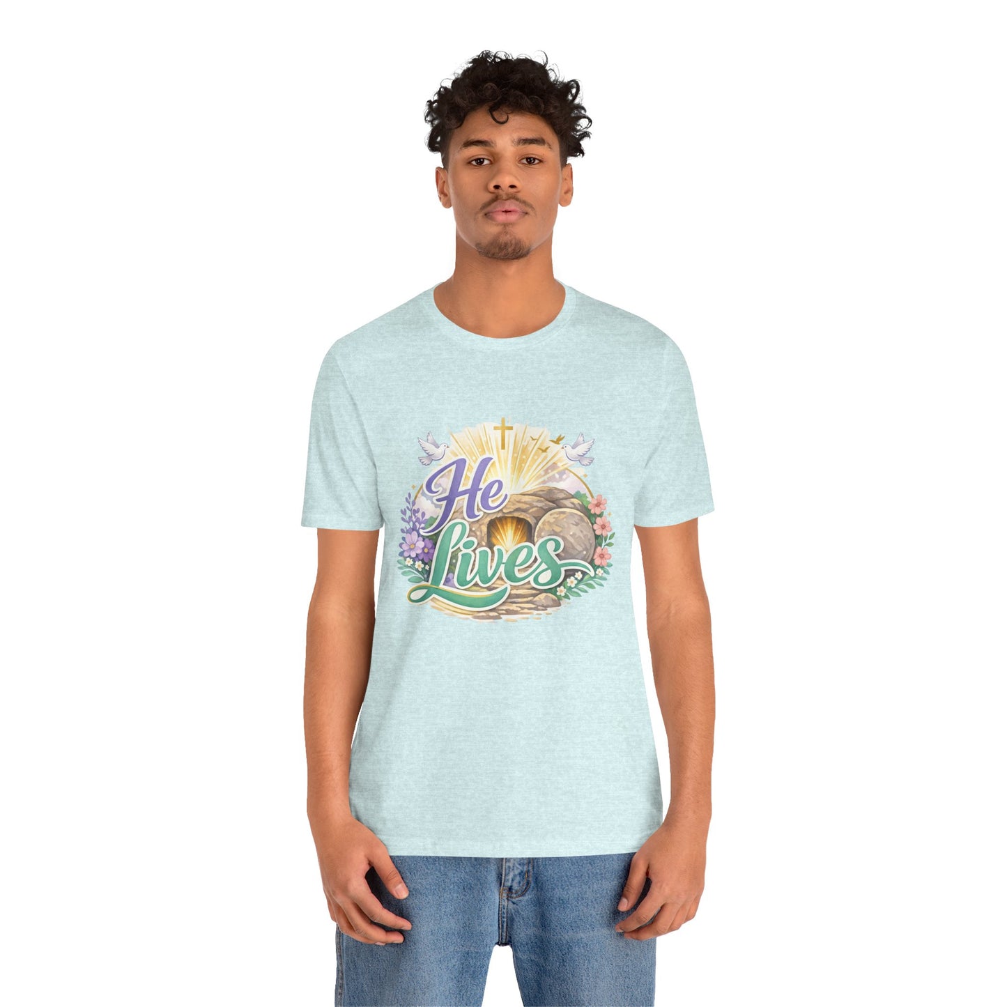 He Lives Jesus Tomb Tee — Christian Easter T‑Shirt