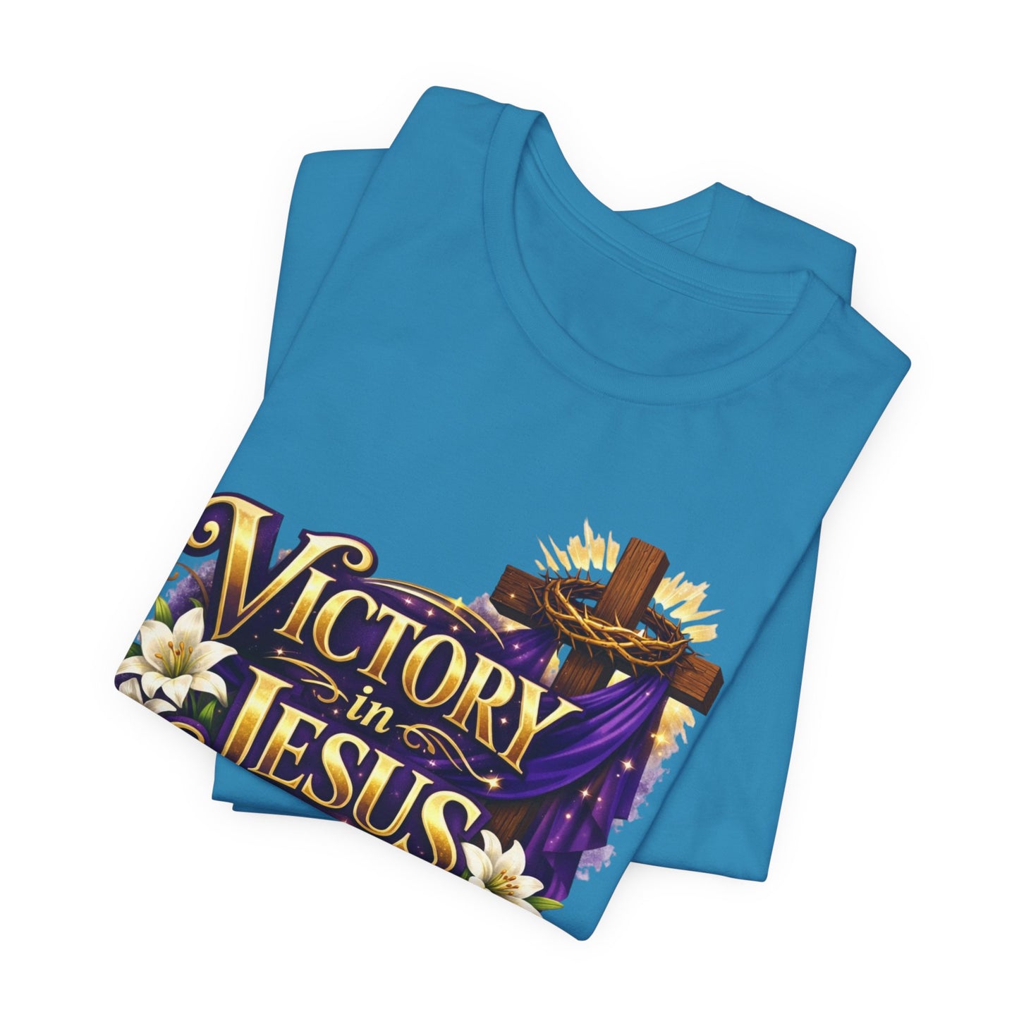 Victory In Jesus Christian T-Shirt — Cross Faith Tee