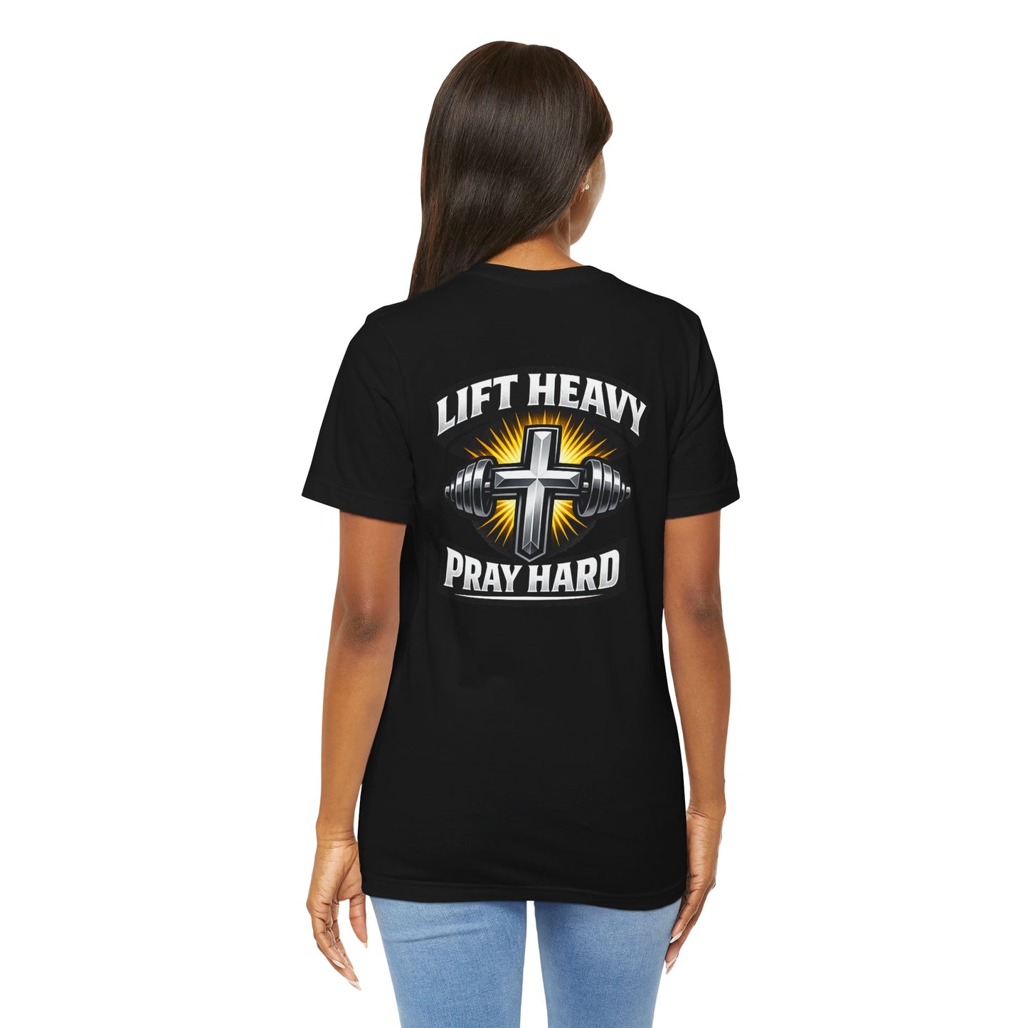 Lift Heavy Pray Hard T‑Shirt — Christian Fitness Gym Tee