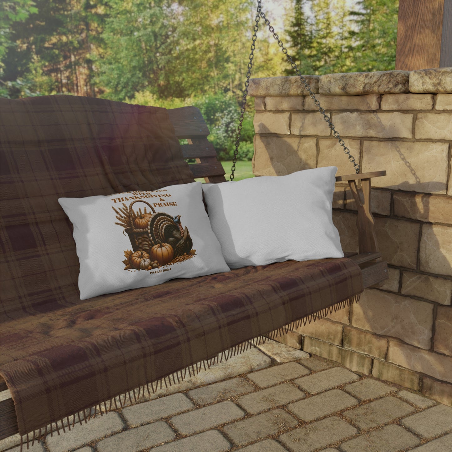 Outdoor Pillows with Bible Verse Psalm 100:4
