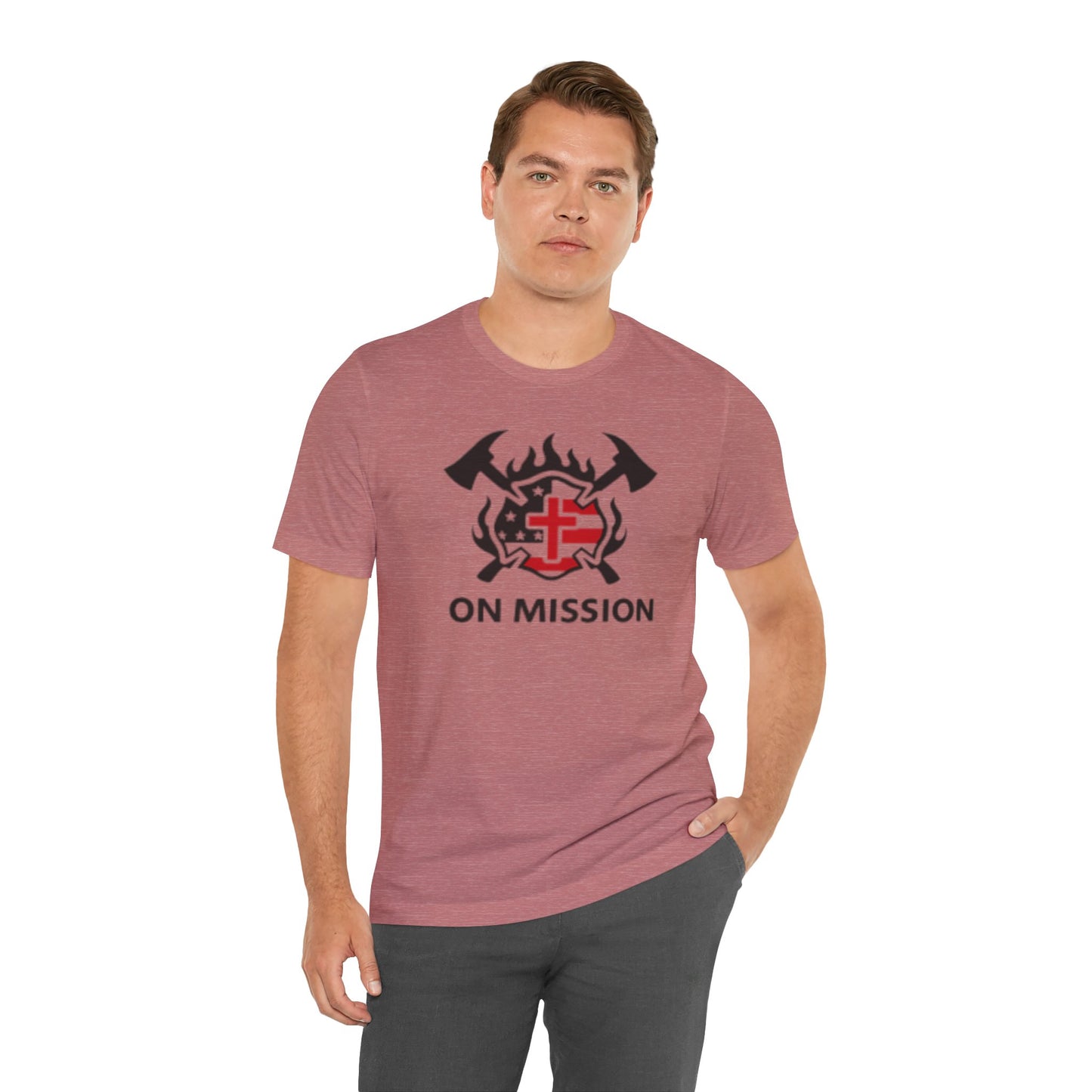 On Mission Christian Cross & American Flag T‑Shirt