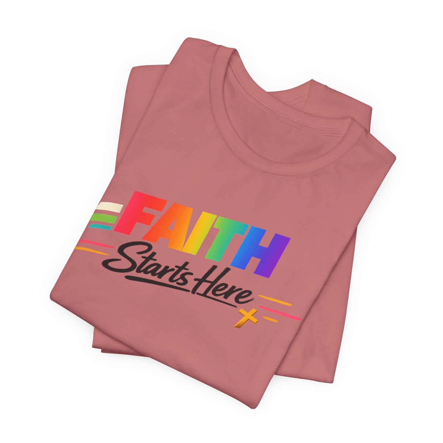 Faith Starts Here Rainbow Tee