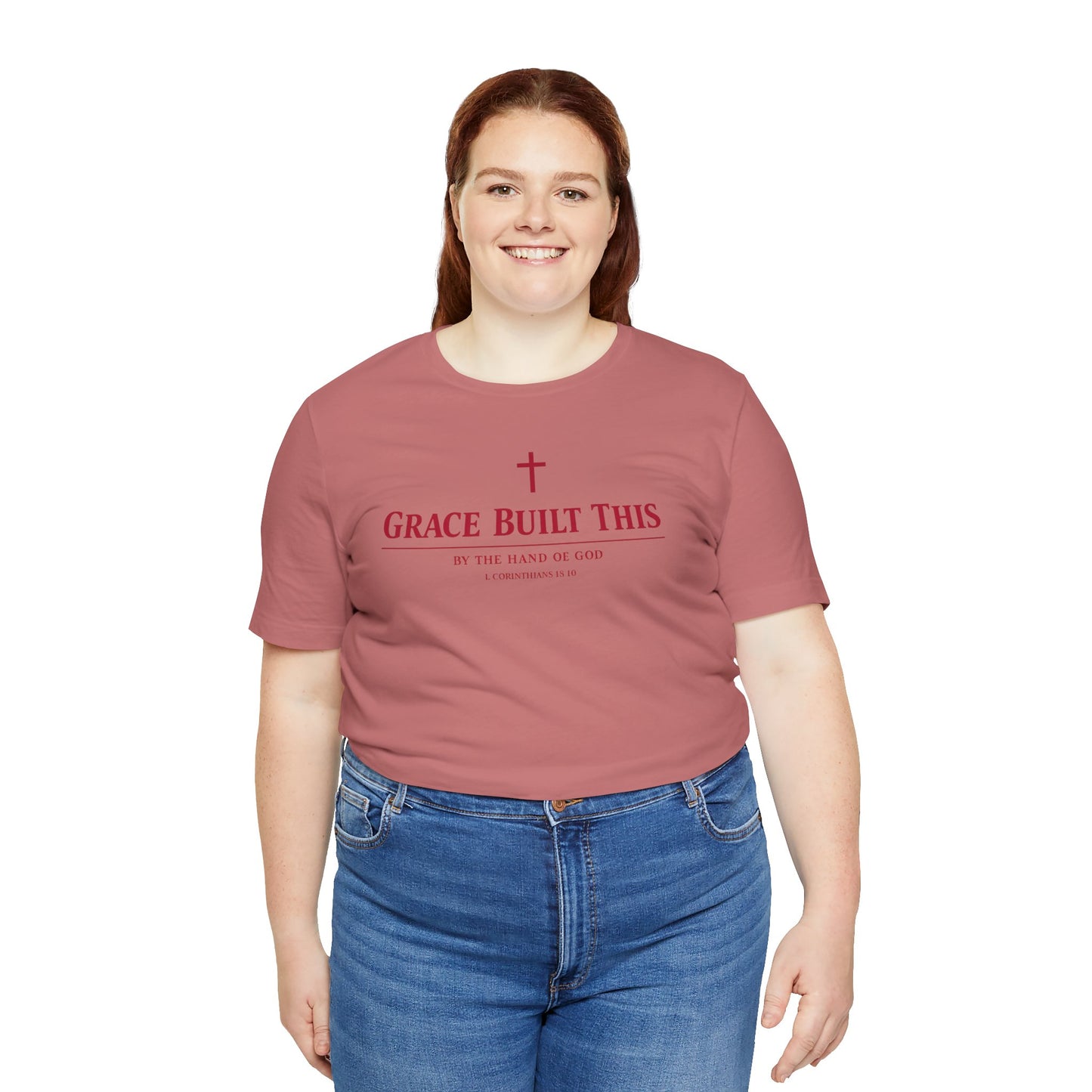 Grace Built This T-Shirt — Christian Faith Tee with Cross