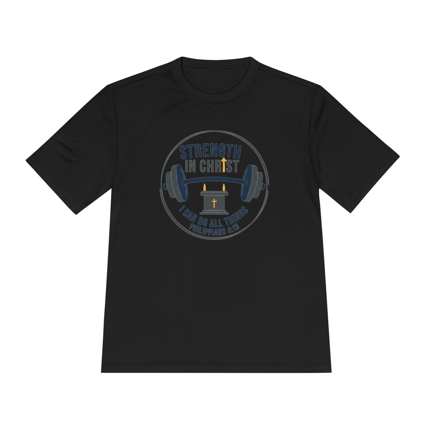 Philippians 4:13 'Strength in Christ' Moisture-Wicking Workout Tee