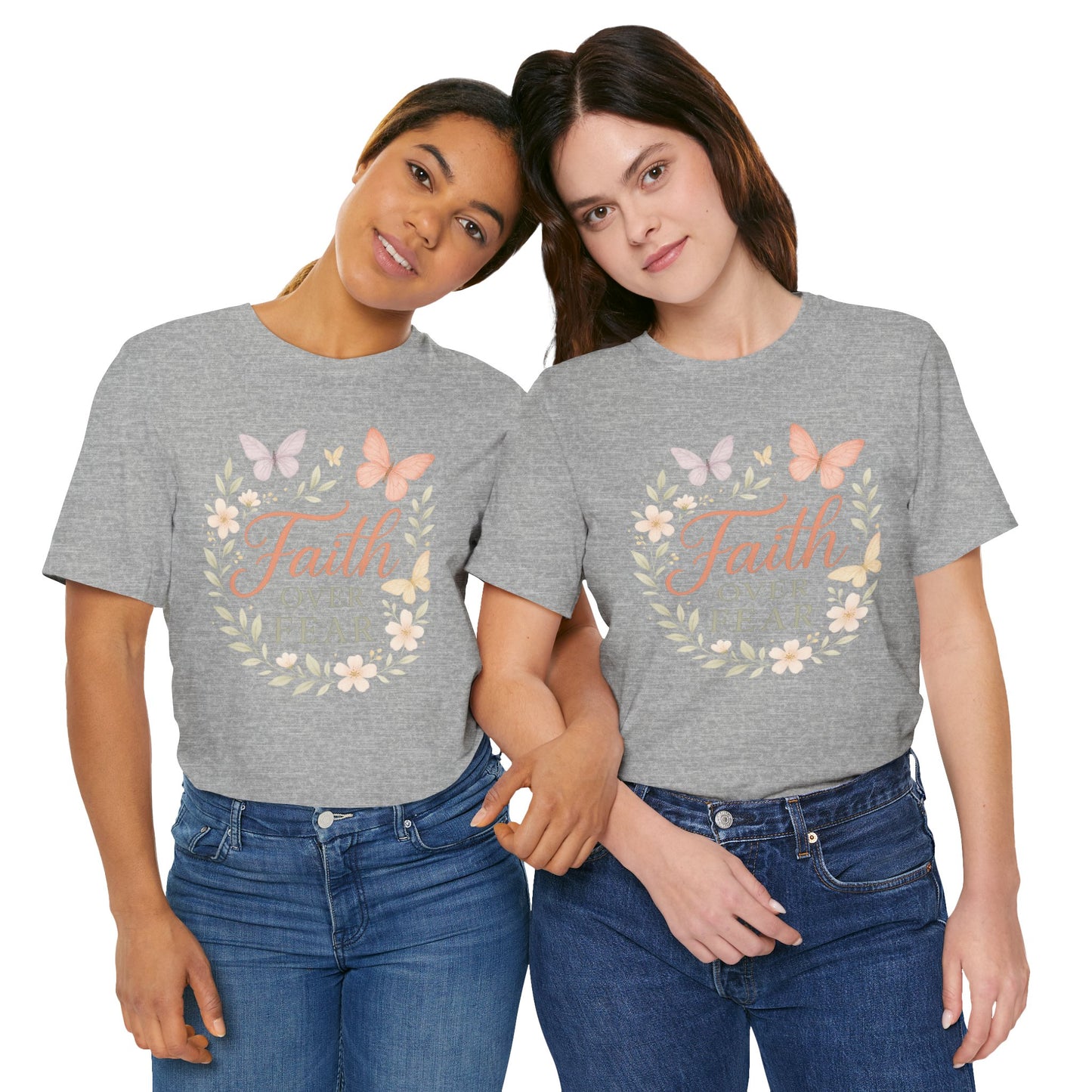 Faith Over Fear T-Shirt — Floral Butterfly Inspirational Tee