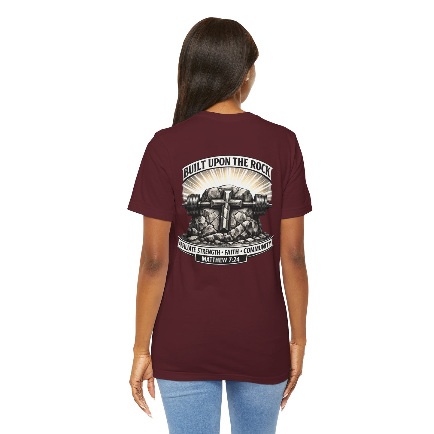 Built Upon the Rock T‑Shirt — Christian Faith Matthew 7:24 Graphic Tee