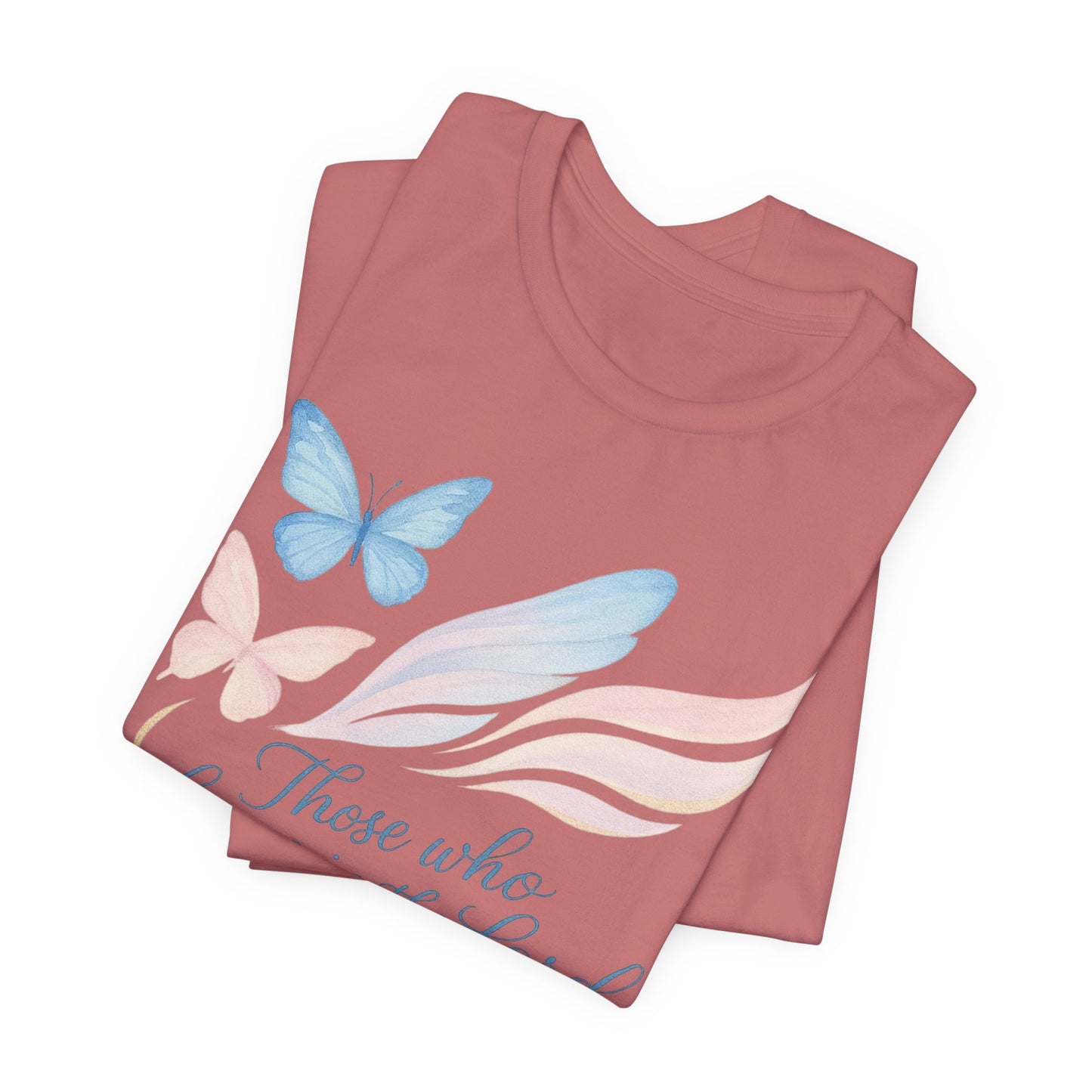 Inspirational Scripture T-Shirt – "Those Who Hope in the Lord" Isaiah 40:31, Pastel Butterflies