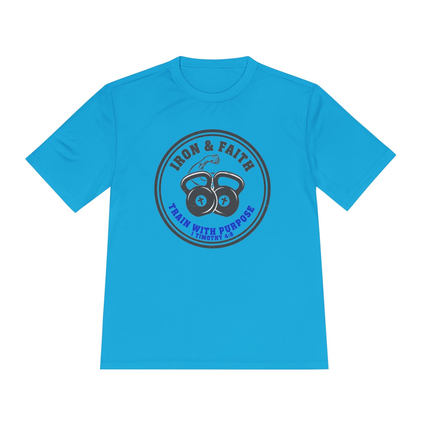 Iron & Faith Training Tee — 1 Timothy 4:8 Workout Shirt