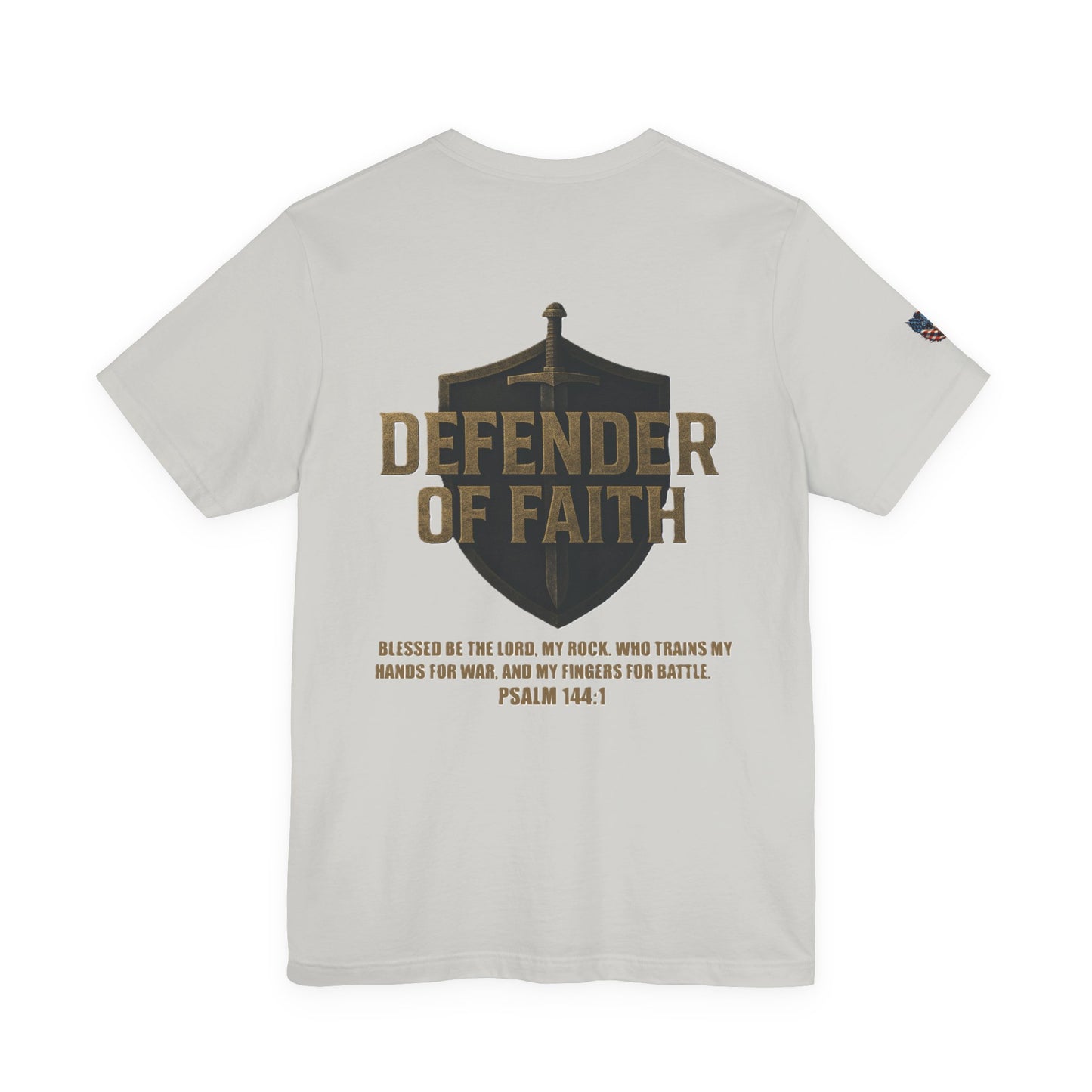 Psalm 144:1 'Defender of Faith' T-Shirt — Christian Scripture Tee