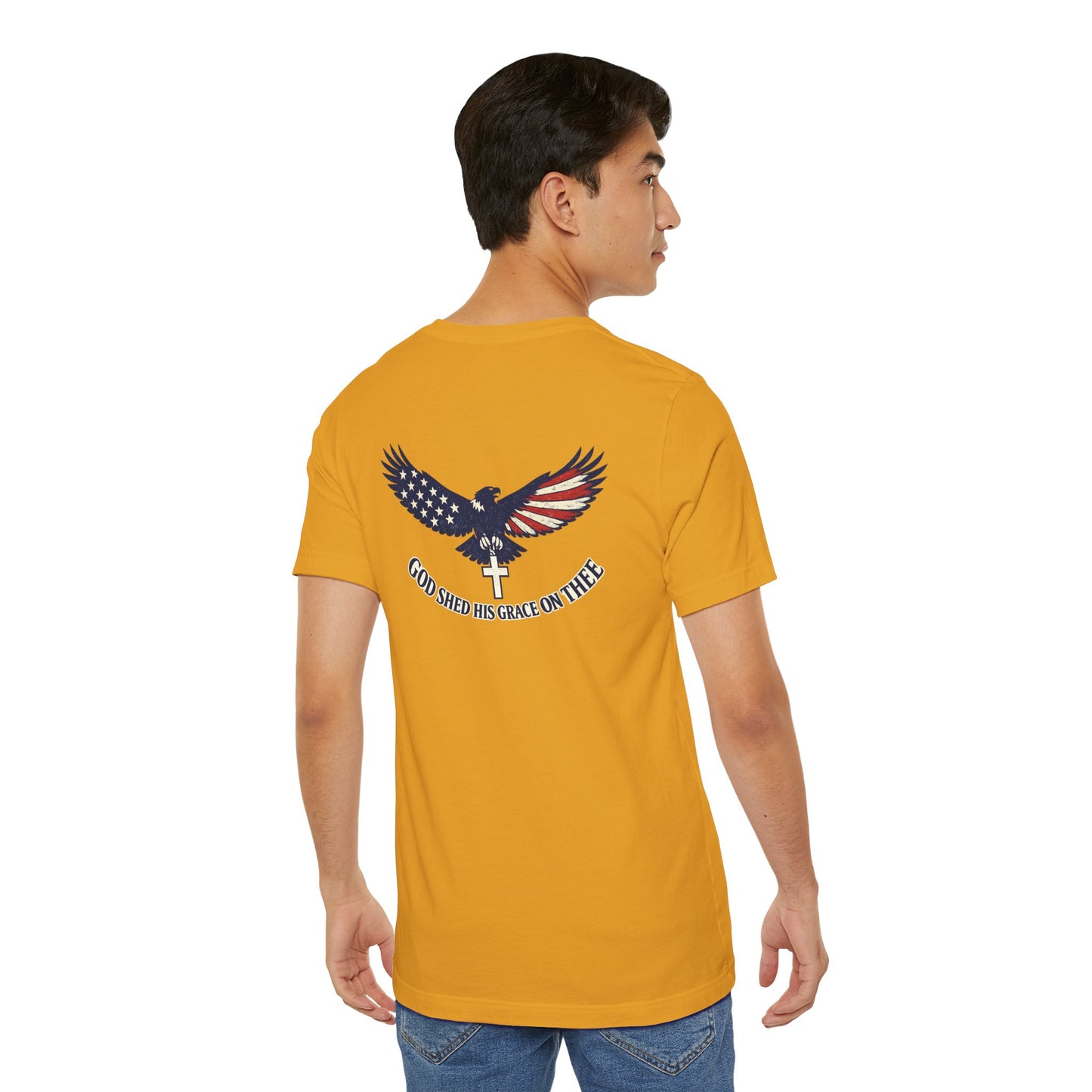 Patriotic Eagle T‑Shirt — "God Shed His Grace on Thee" Back Graphic Tee