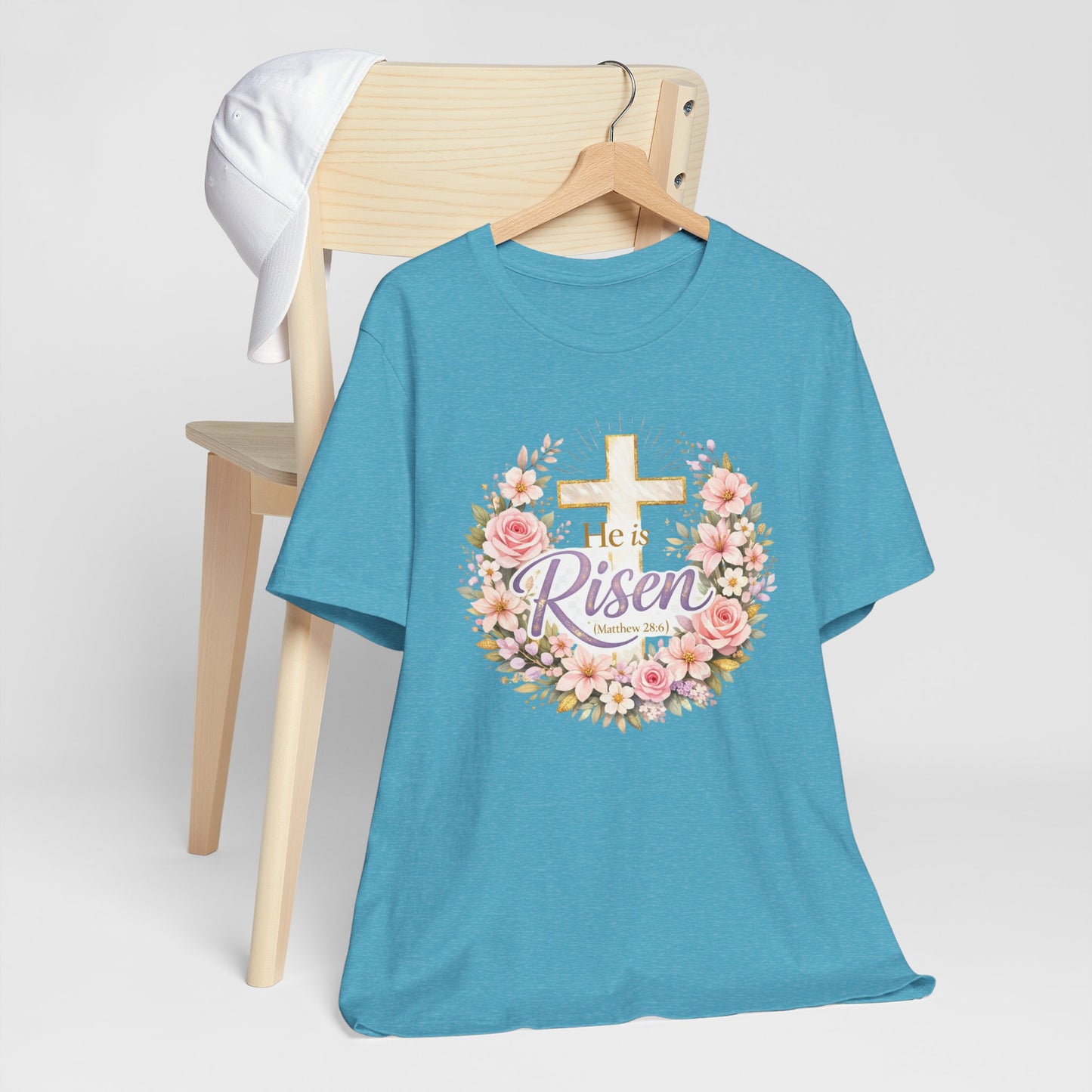 He Is Risen Floral Cross T-Shirt