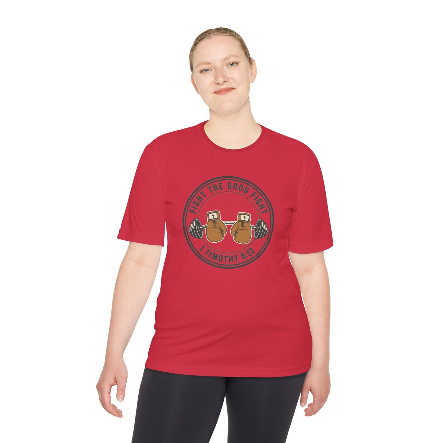 1 Timothy 6:12 'Fight the Good Fight' Moisture-Wicking Workout Tee