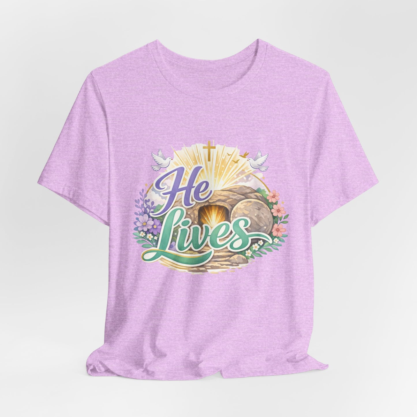 He Lives Jesus Tomb Tee — Christian Easter T‑Shirt