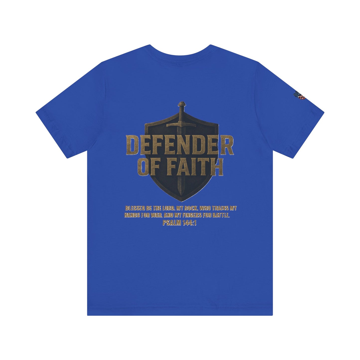Psalm 144:1 'Defender of Faith' T-Shirt — Christian Scripture Tee