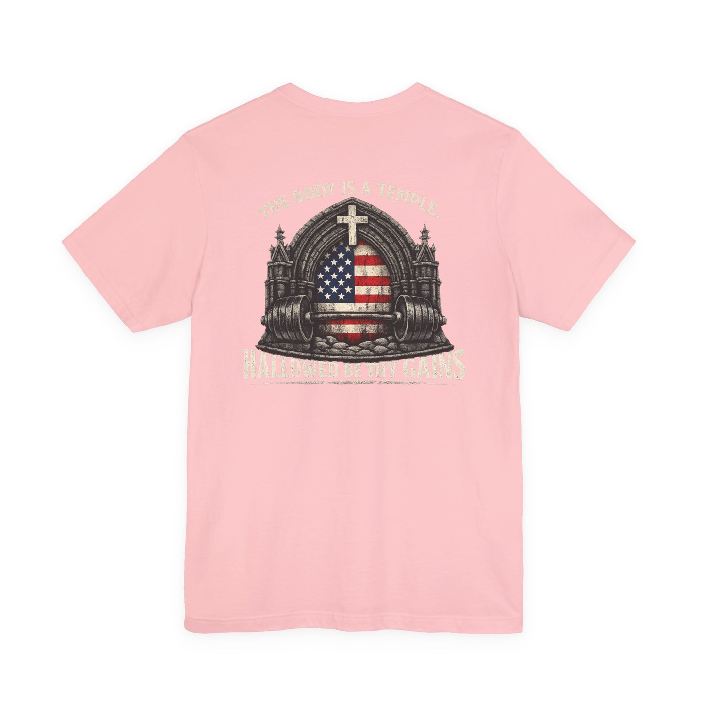 Patriotic Gym Tee — “The Body Is a Temple” American Flag Fitness T-Shirt